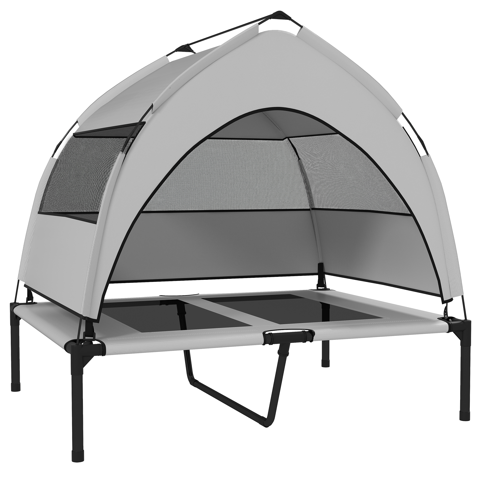 PAWSTER Large Portable Elevated Dog Bed with Canopy 92x75x89cm