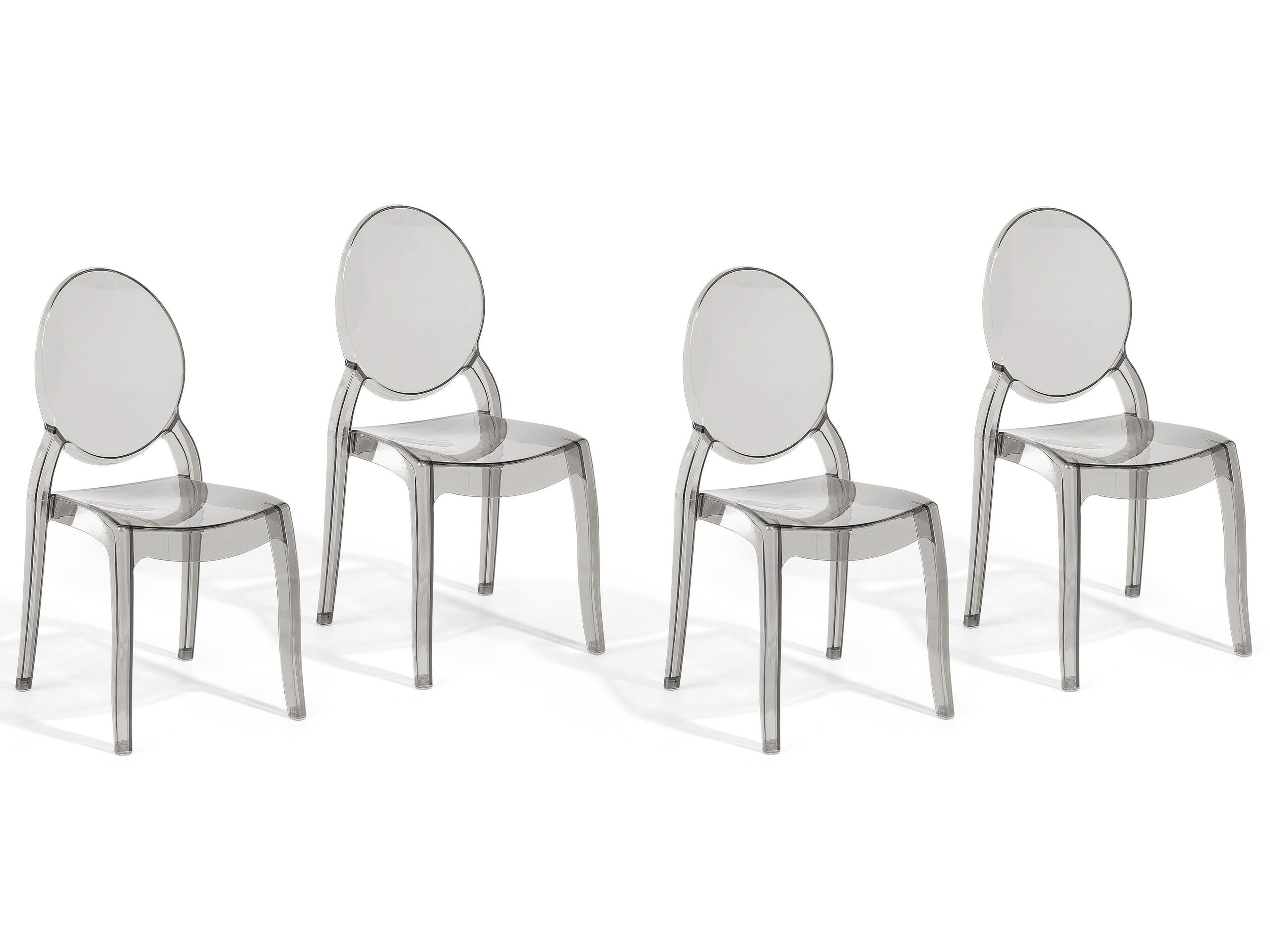 Set of 4 Dining Chairs Black Transparent Synthetic Material Solid Back Armless Stackable Vintage Modern Design