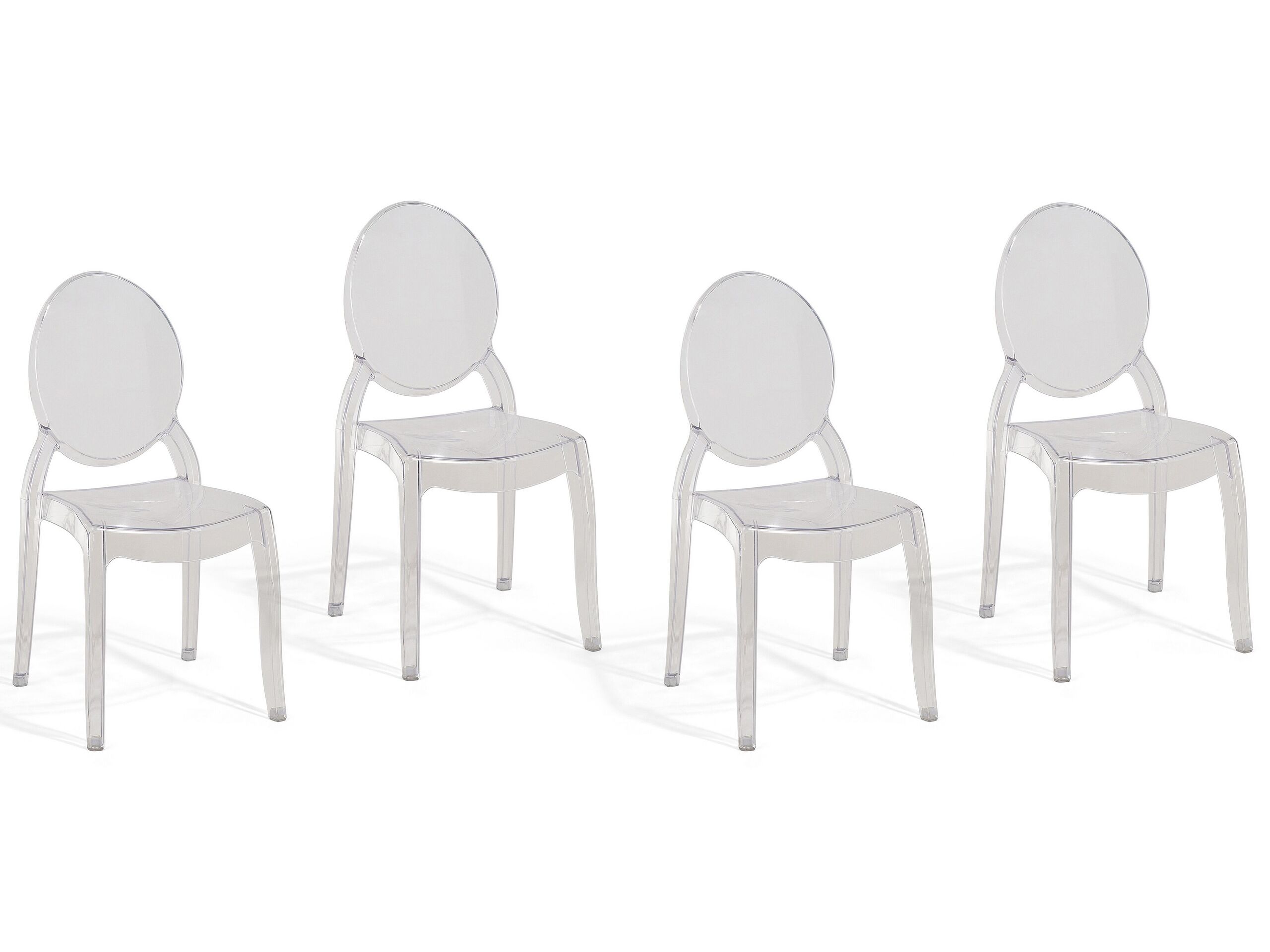 Set of 4 Dining Chairs Transparent Synthetic Material Solid Back Armless Stackable Vintage Modern Design