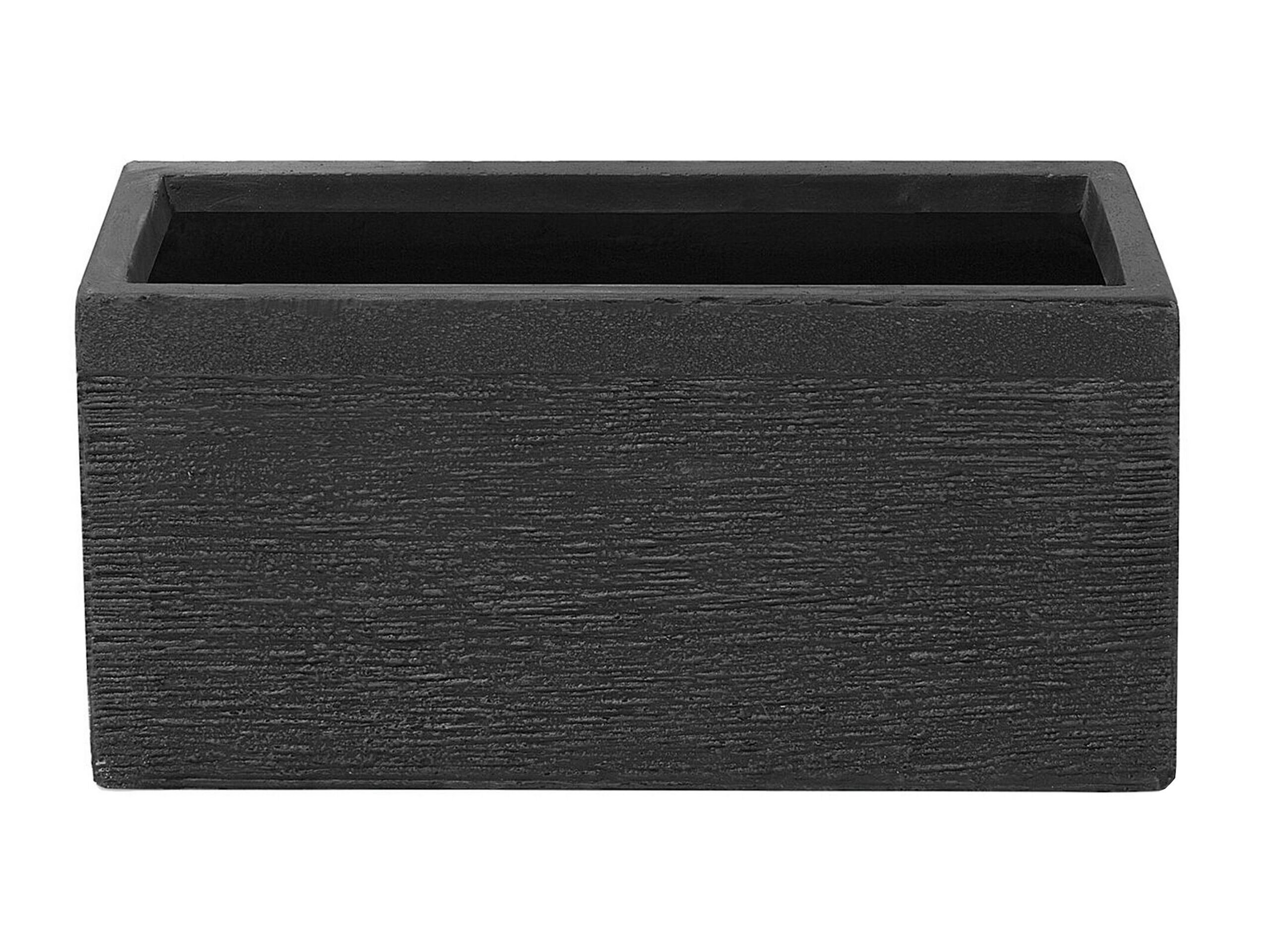 Plant Pot Black Fibre Clay 50 x 23 x 24 cm Indoor Outdoor Rectangular Planter