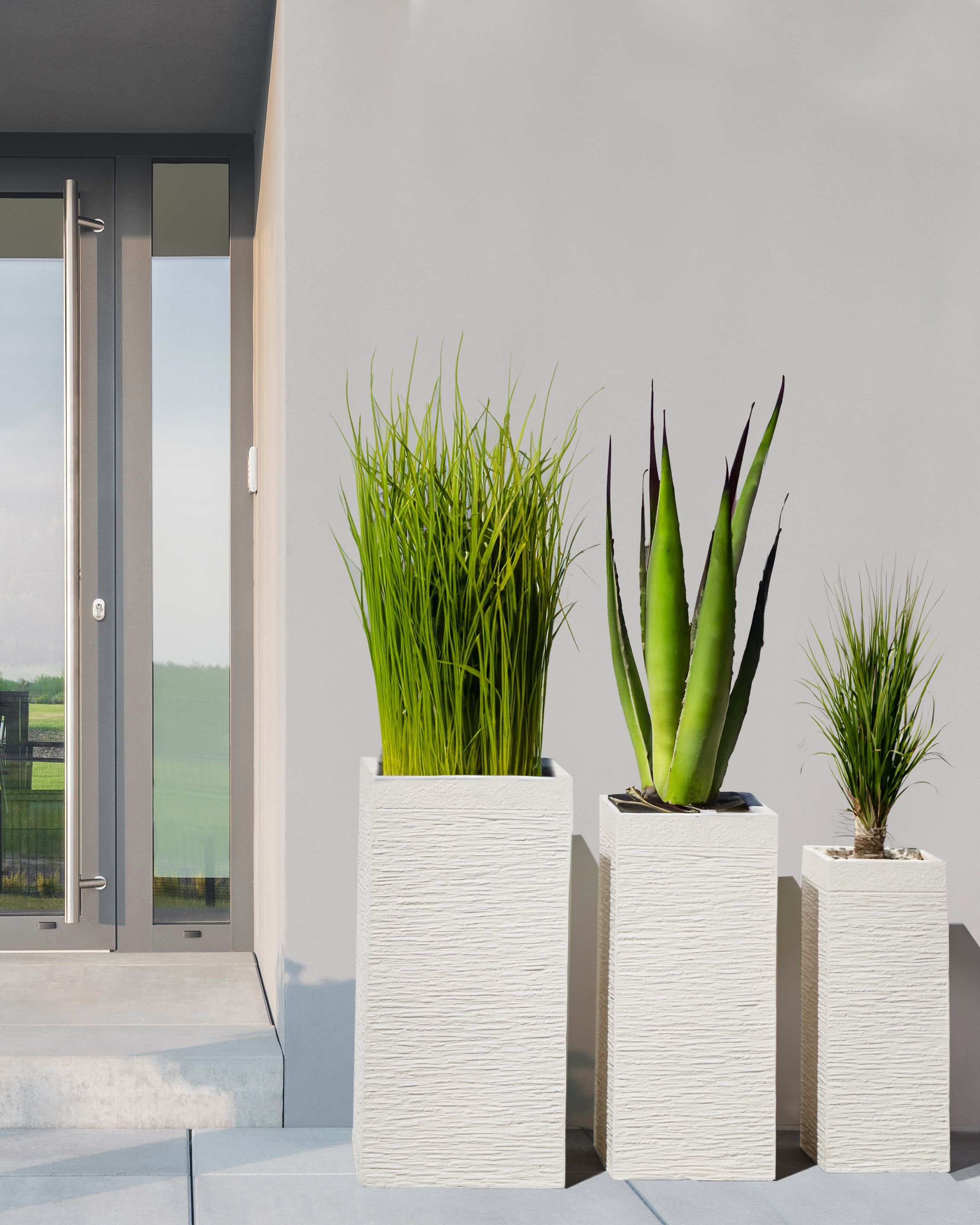 Garden Tall Clay Flower Plant Pot 33x33x70 cm UV Resistant Beige