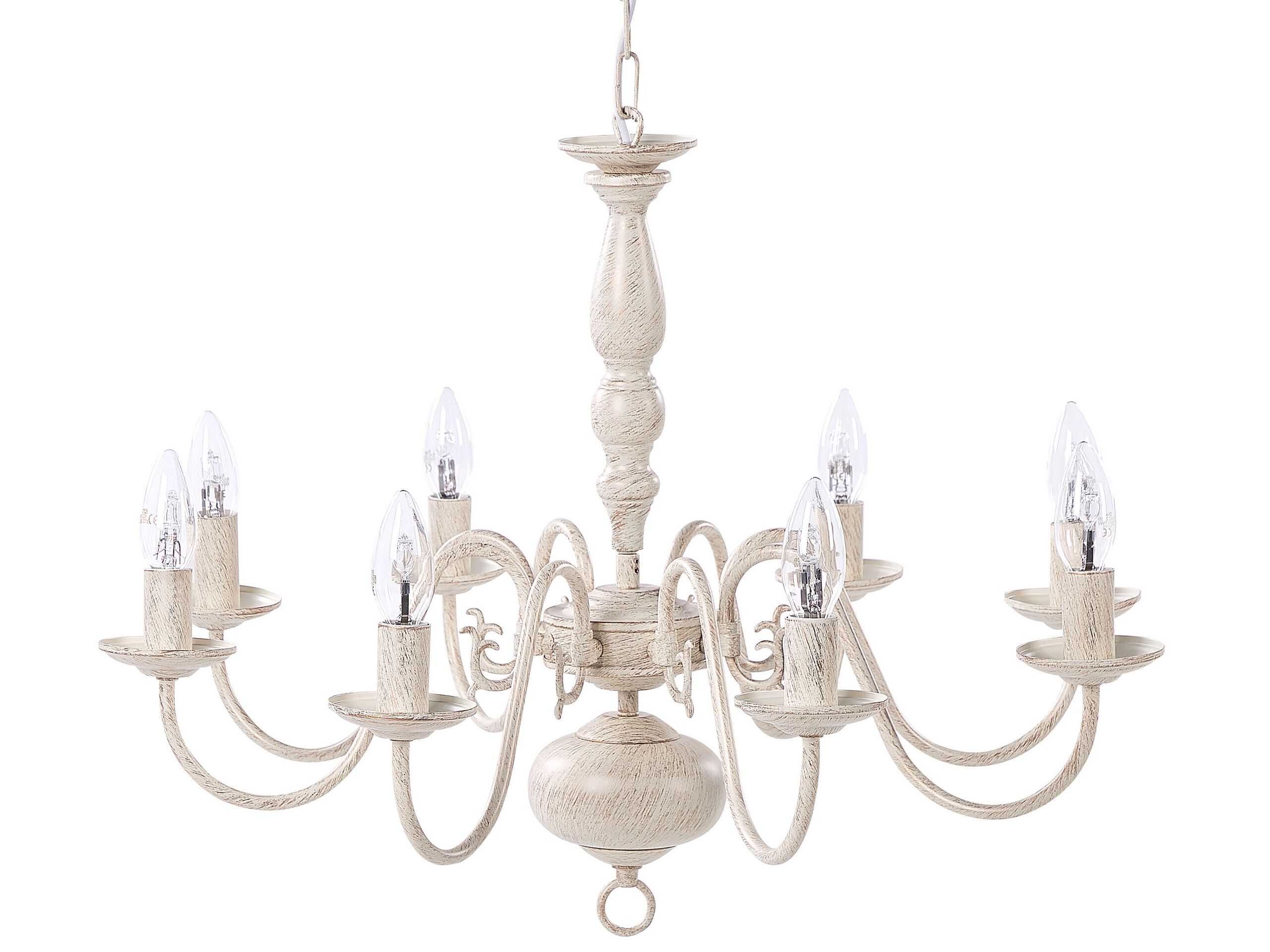 Pendant Lamp White and Gold Iron 8 Lights Glam Vintage