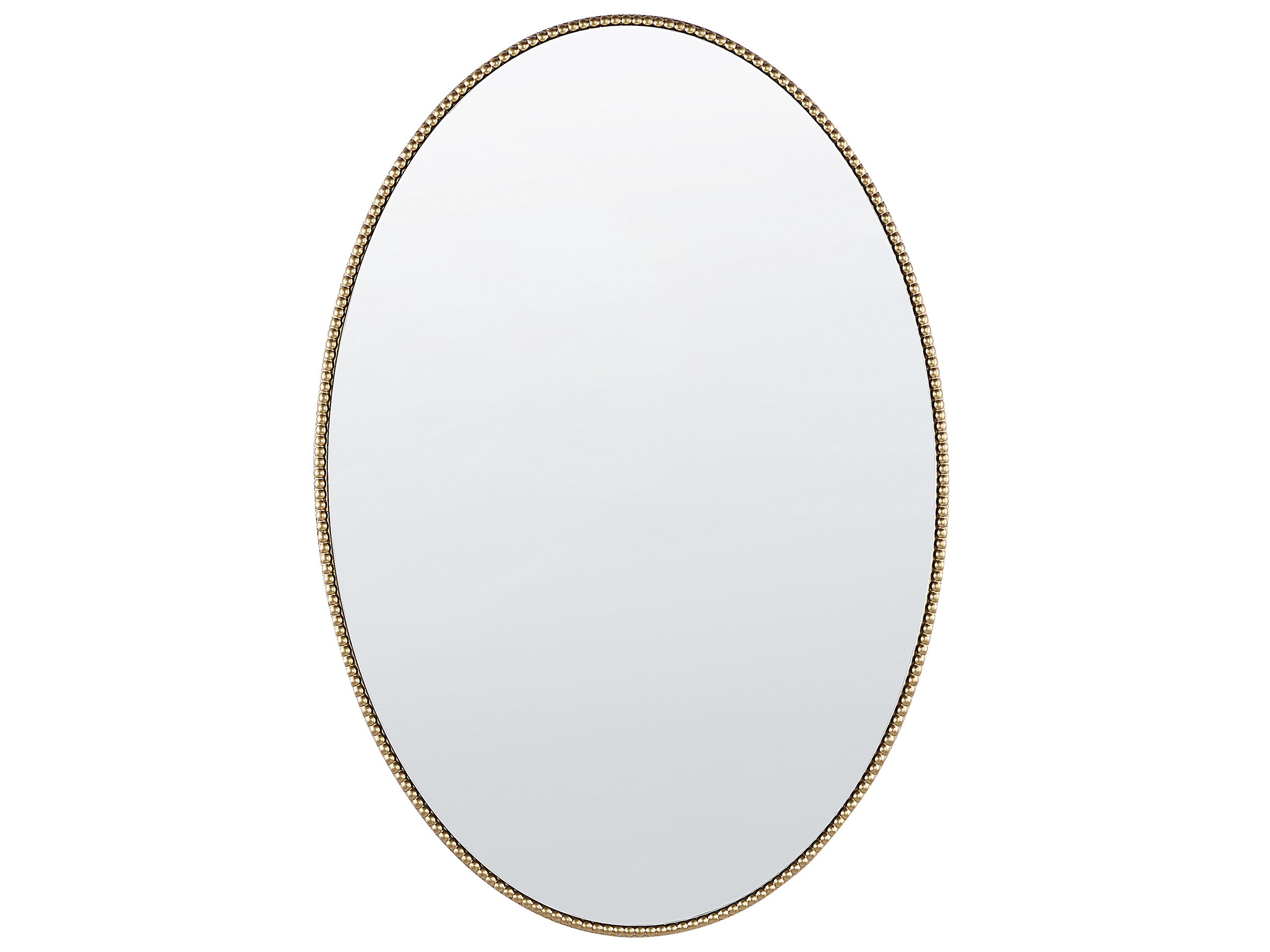 Wall Mounted Hanging Mirror Gold 83 x 57 cm Oval Ornate Frame Decorative Beads