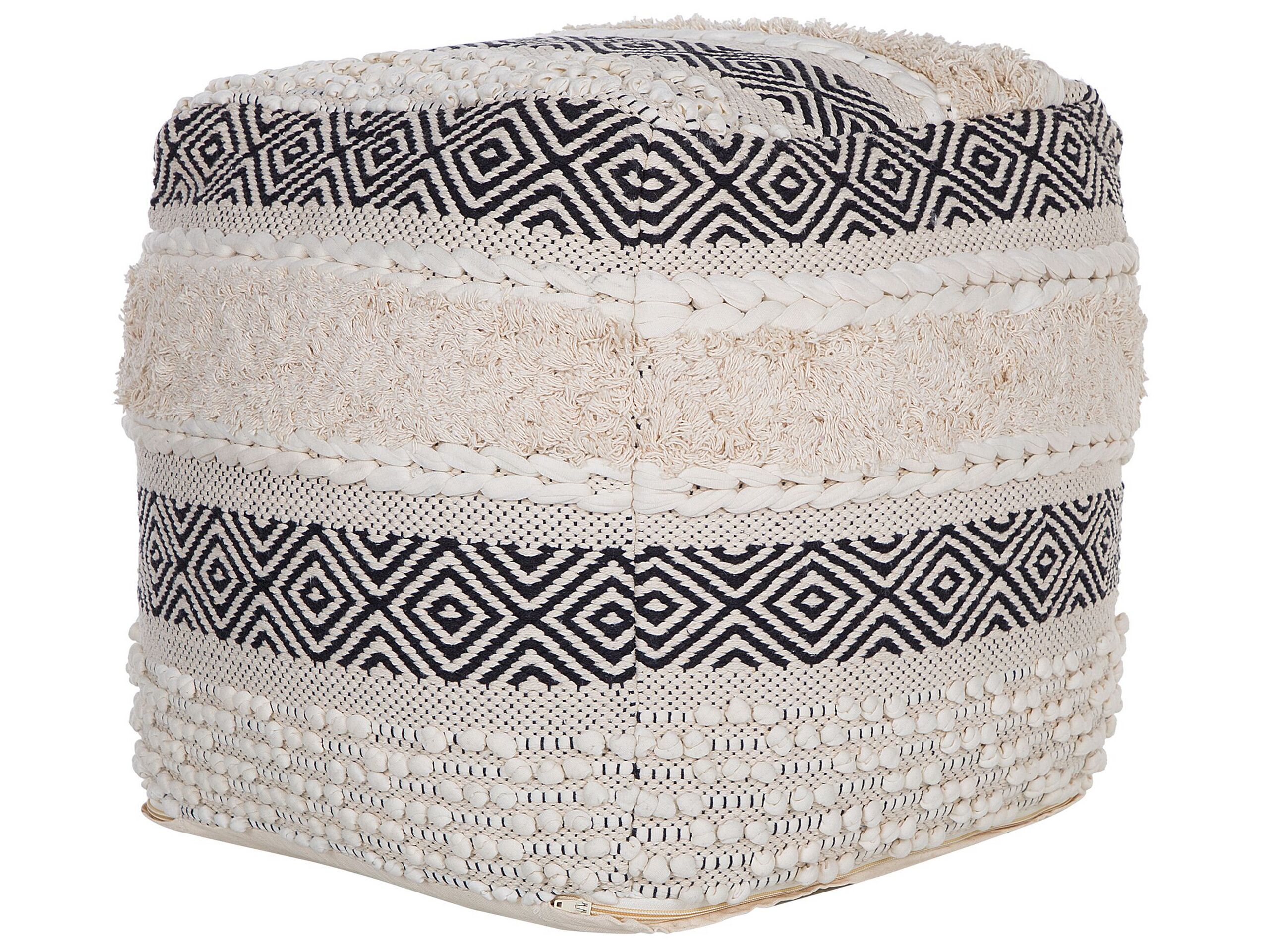 Cotton Pouffe 50 x 50 cm Cream White KANAM