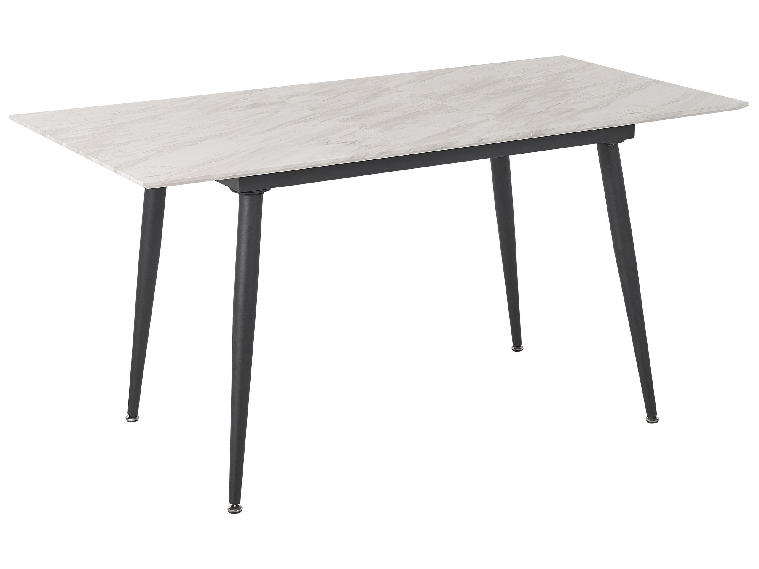 Dining Table Black White MDF Iron 120/150 x 80 cm Marble Effect Extendable Top Metal Legs Rectangular Modern Design