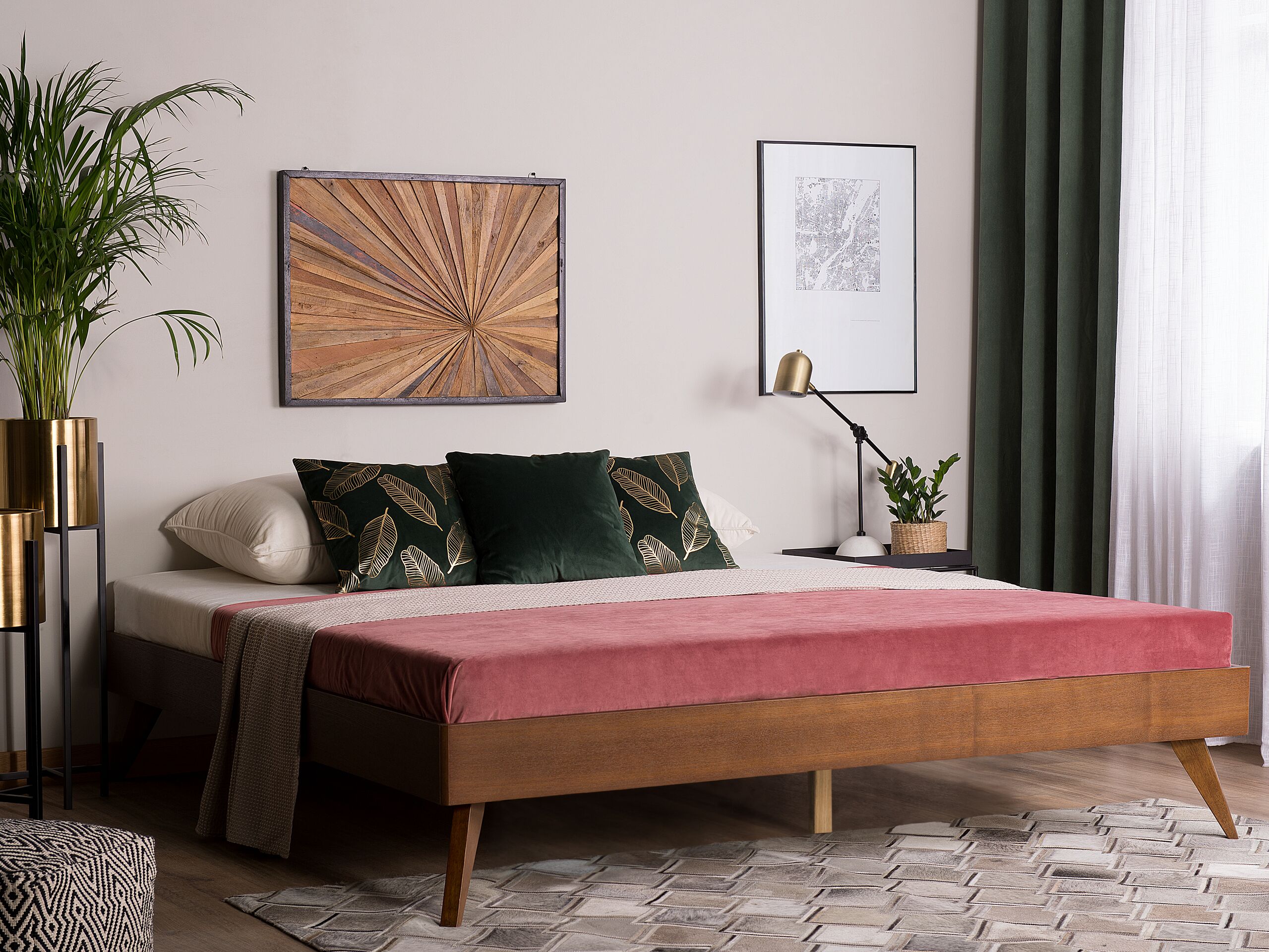 EU King Size Bed Dark Wood BERRIC