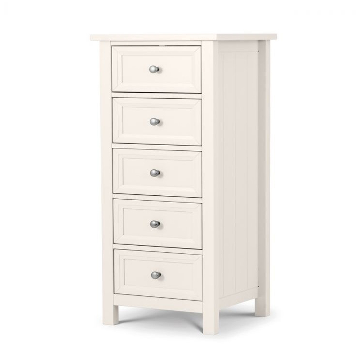 MALTON White Chest of Drawers - Tallboy, Medium-sized, 5 Drawers