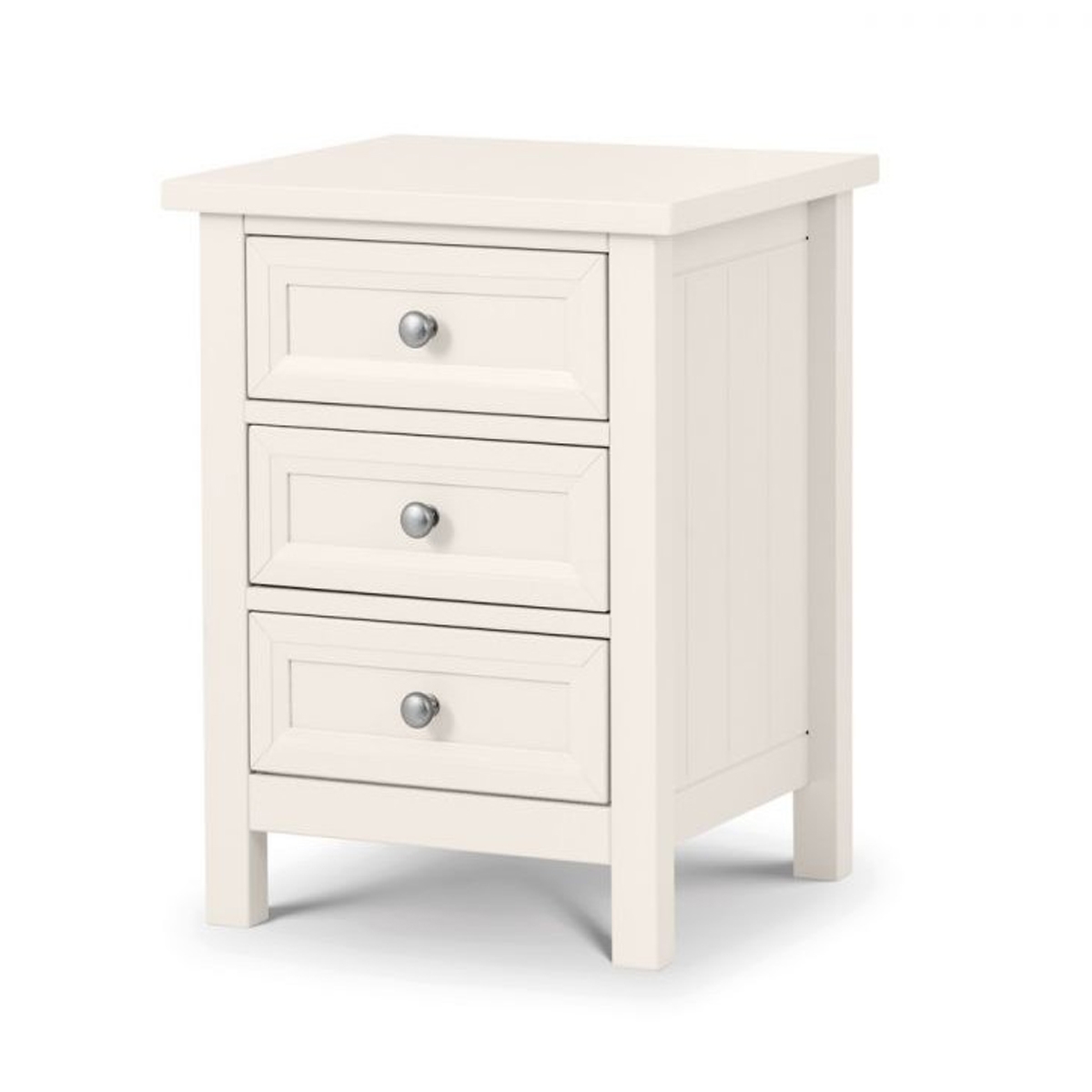 Bedside Table - MAINE 3 Drawer Nightstand White 48cm