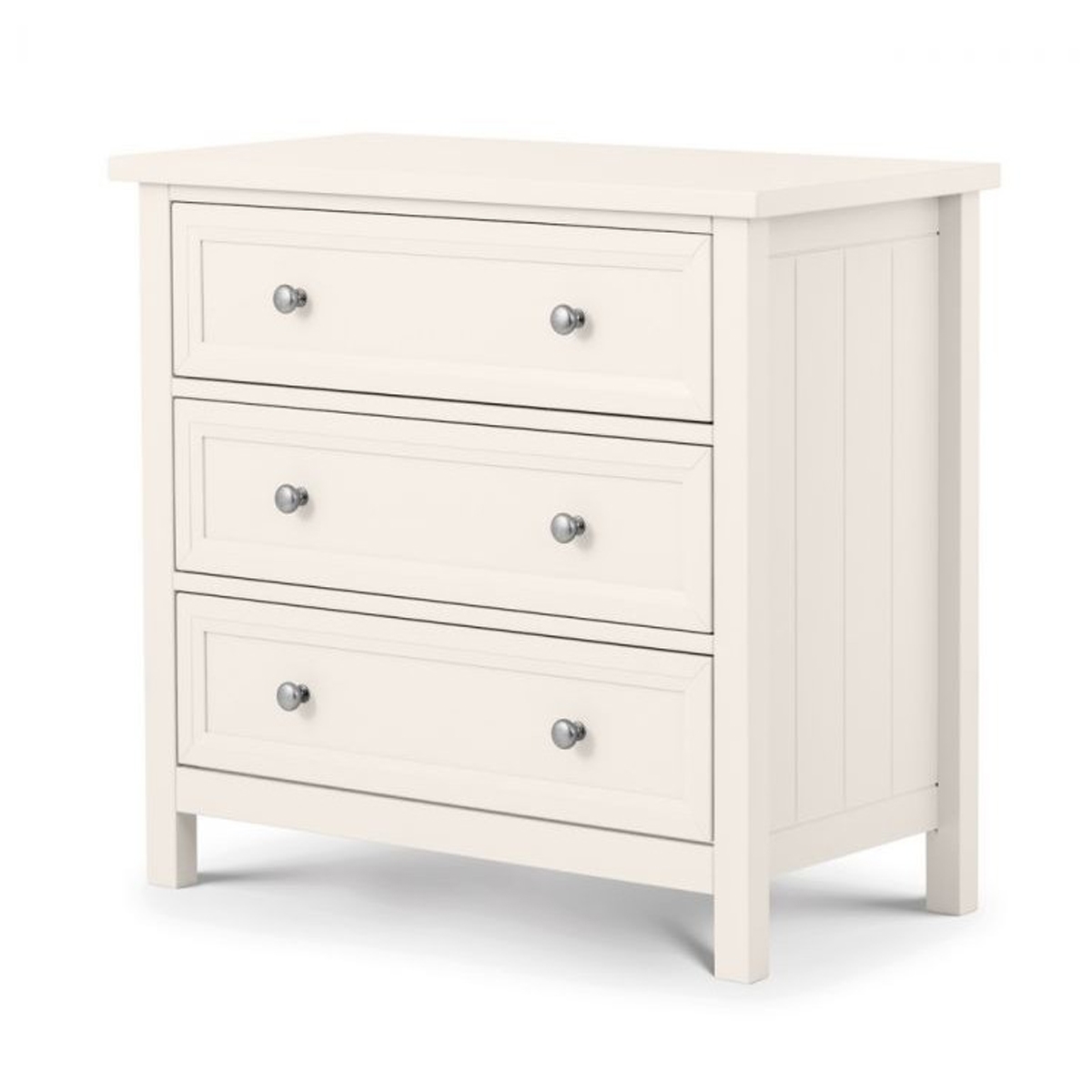 MALTON White Chest of Drawers - Medium-sized, 3 Drawers