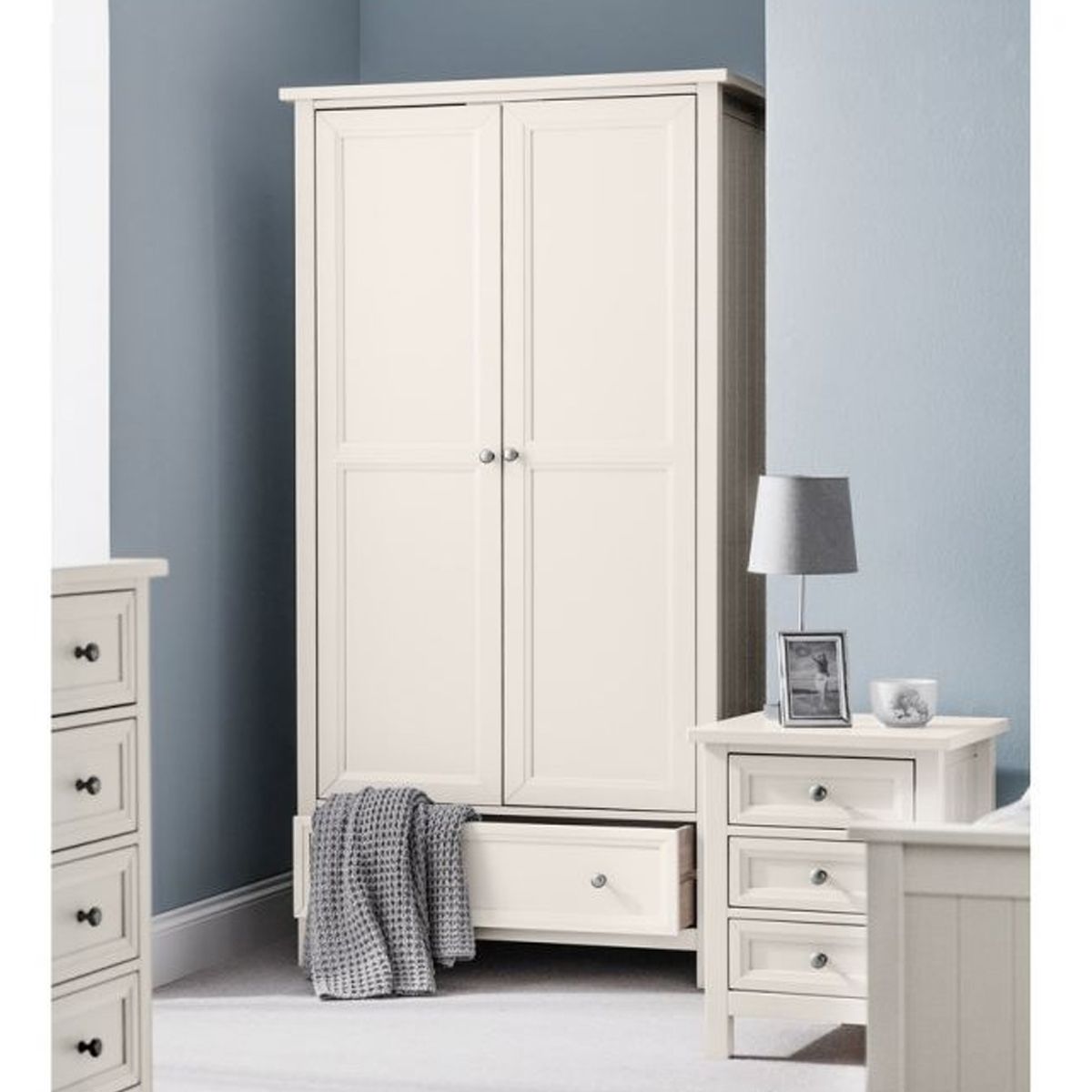 MALTON 2 Door Wardrobe with 1 Drawer White - 92cm