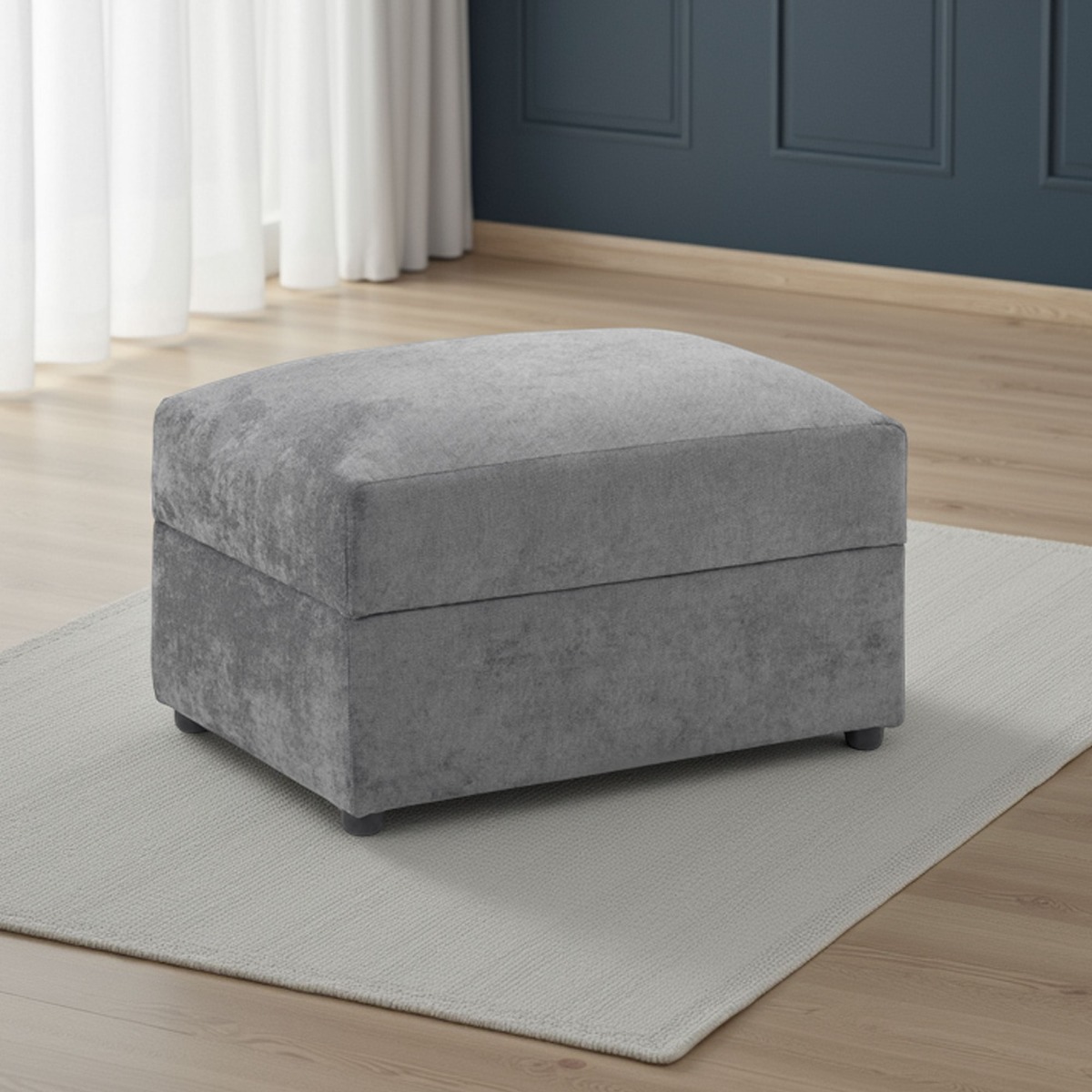 Footstool - ANDREW Velvet Footstool Grey 78cm