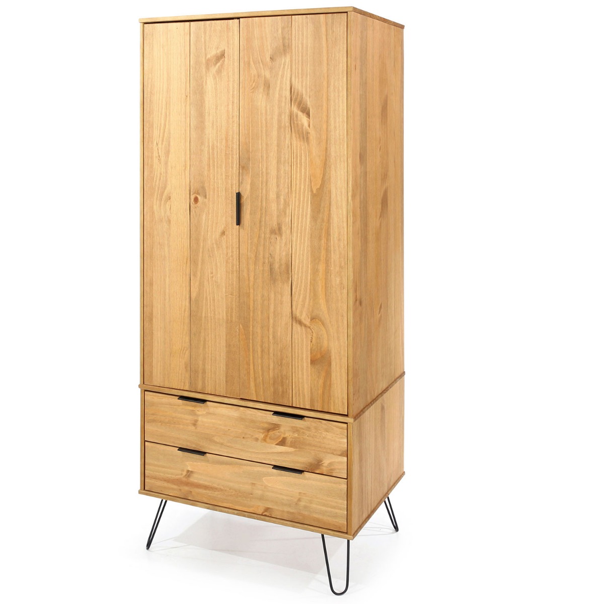 ARTA 2 Door Wardrobe with 2 Drawers Medium Oak - 76.6cm