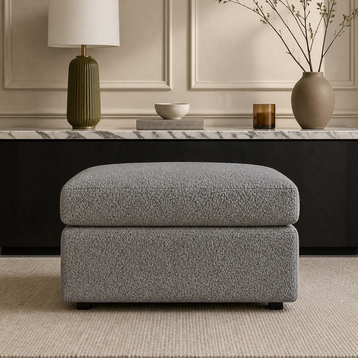 CORDURA Boucle Fabric Footstool - Grey