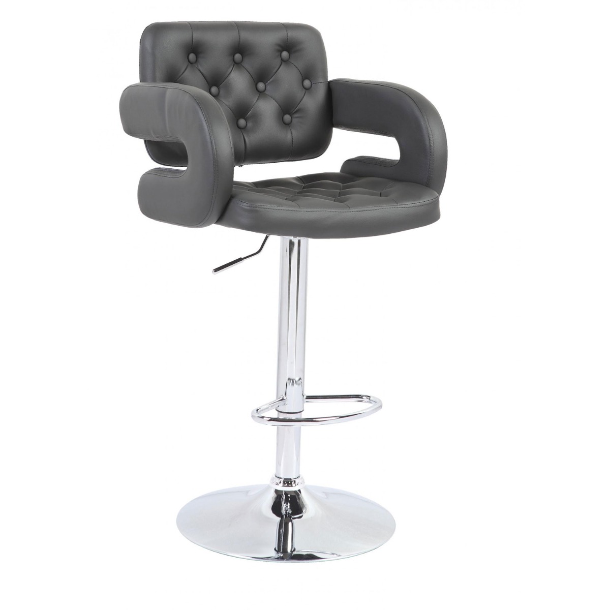 Winslet Chrome PU Bar Stool - Grey
