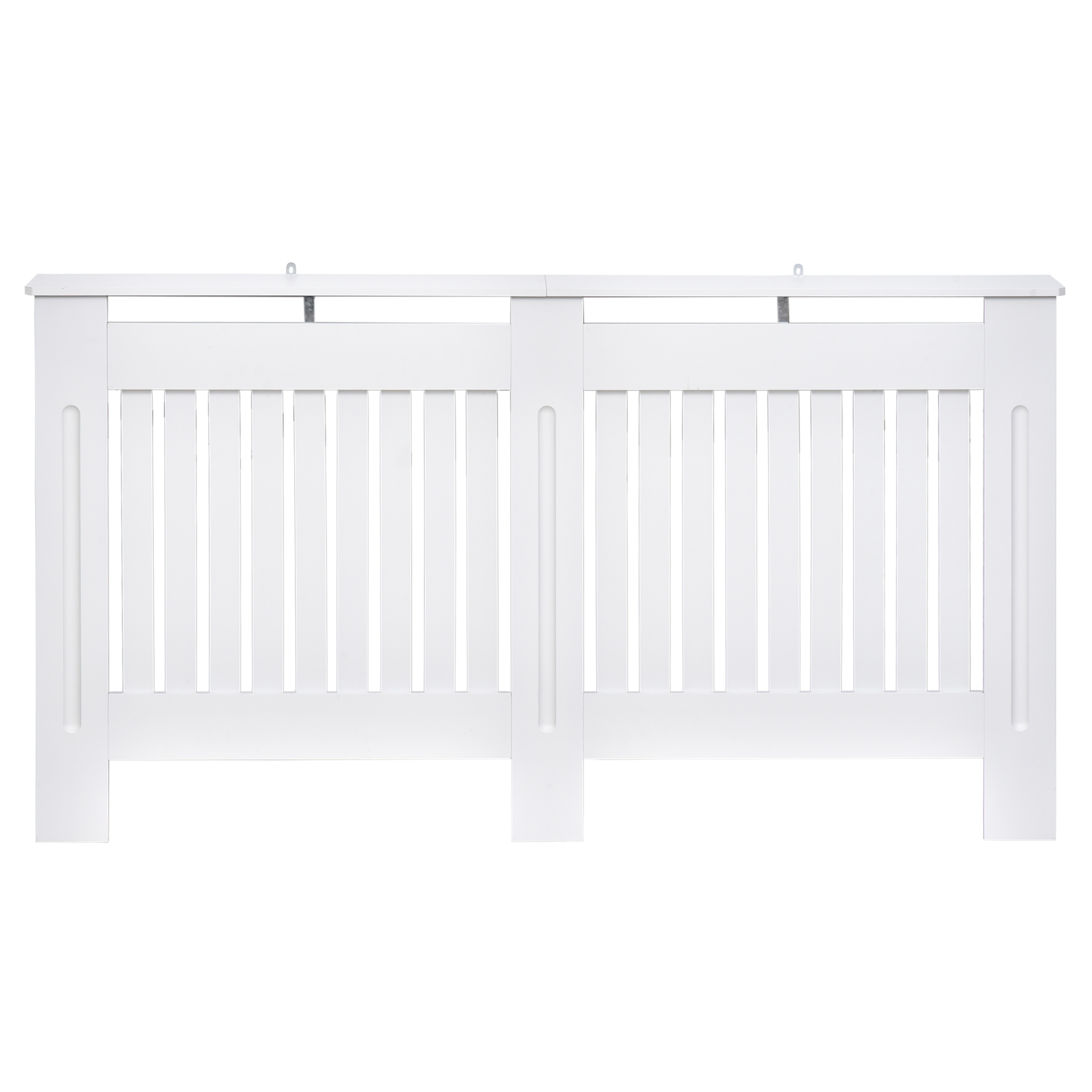 Slatted Radiator Cover Painted Cabinet MDF Lined Grill in White (152L x 19W x 81H cm)