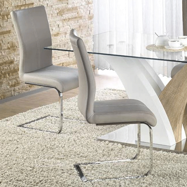 Maverick Set of 2 PU Chairs - Chrome and Grey