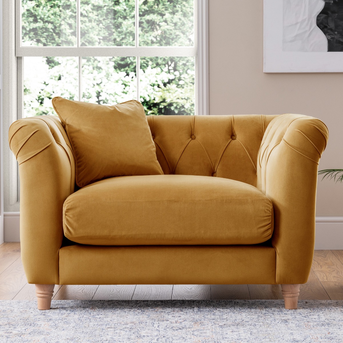 VELRANO Velvet Armchair - Ochre