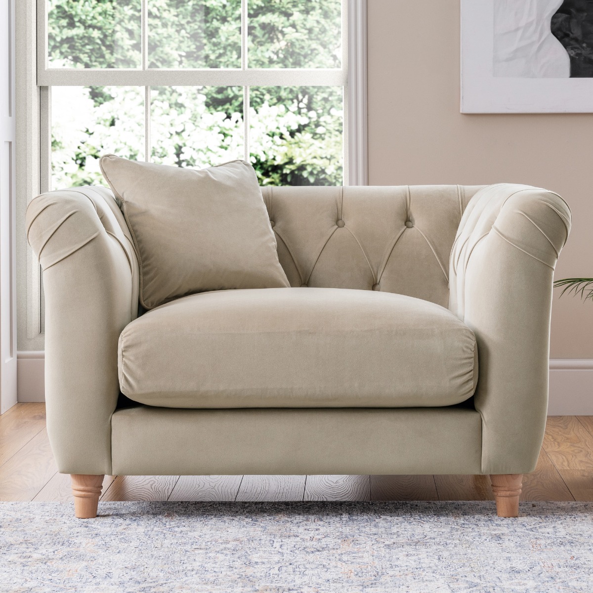 VELRANO Velvet Armchair - Putty