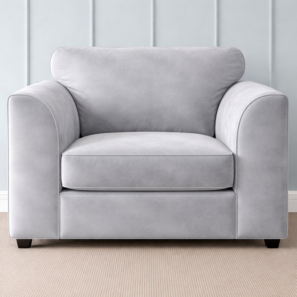 DELANO Plush Velvet Armchair - Light Grey