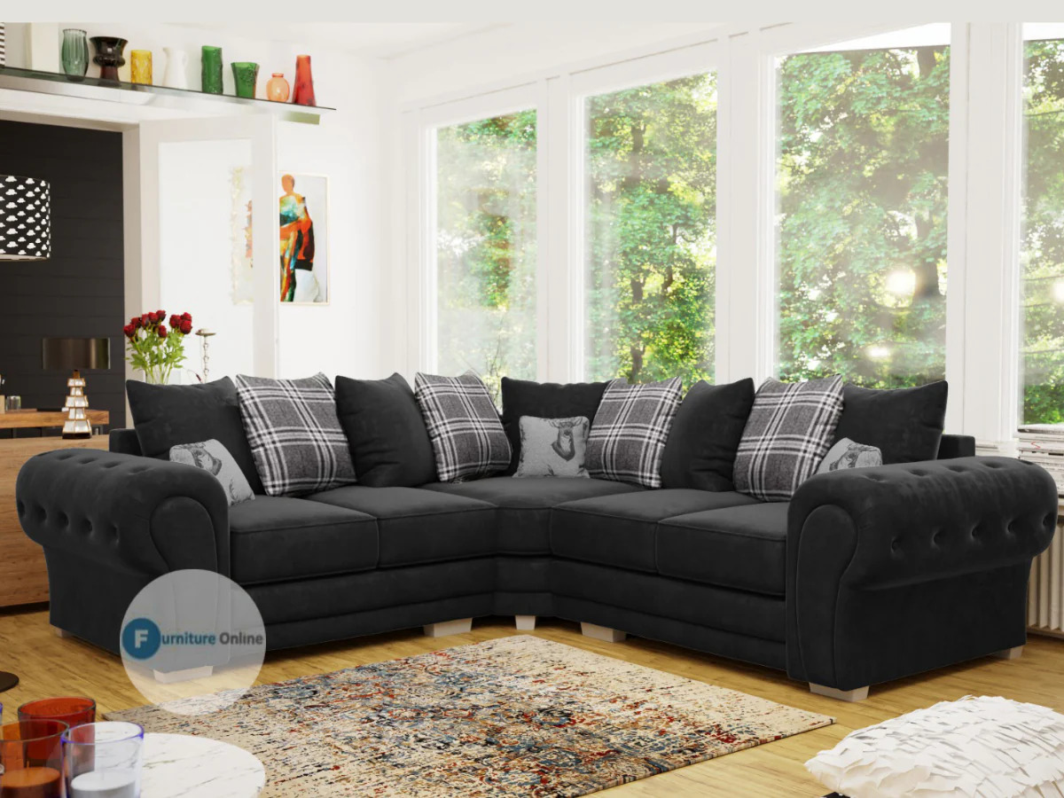 VERONA Premium Fabric Corner Sofa - Black