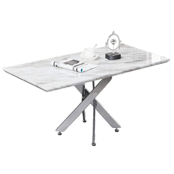Vaxton Coffee Table with Silver Legs - Marble Effect