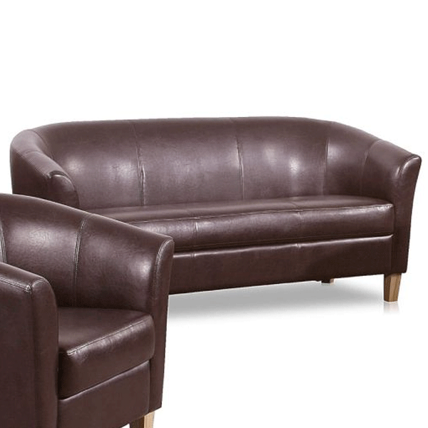 Bexhill 3 Seater Faux Leather Sofa - Brown