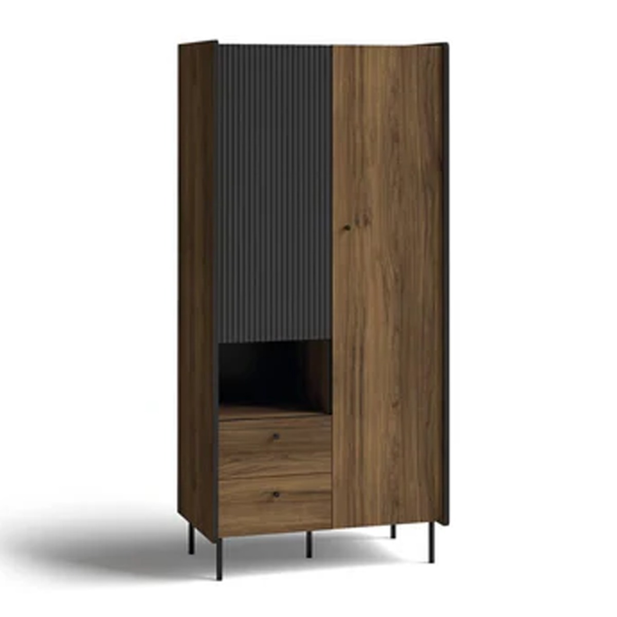 PANDORA 2 Door Wardrobe with 2 Drawer Dark Oak - 88cm