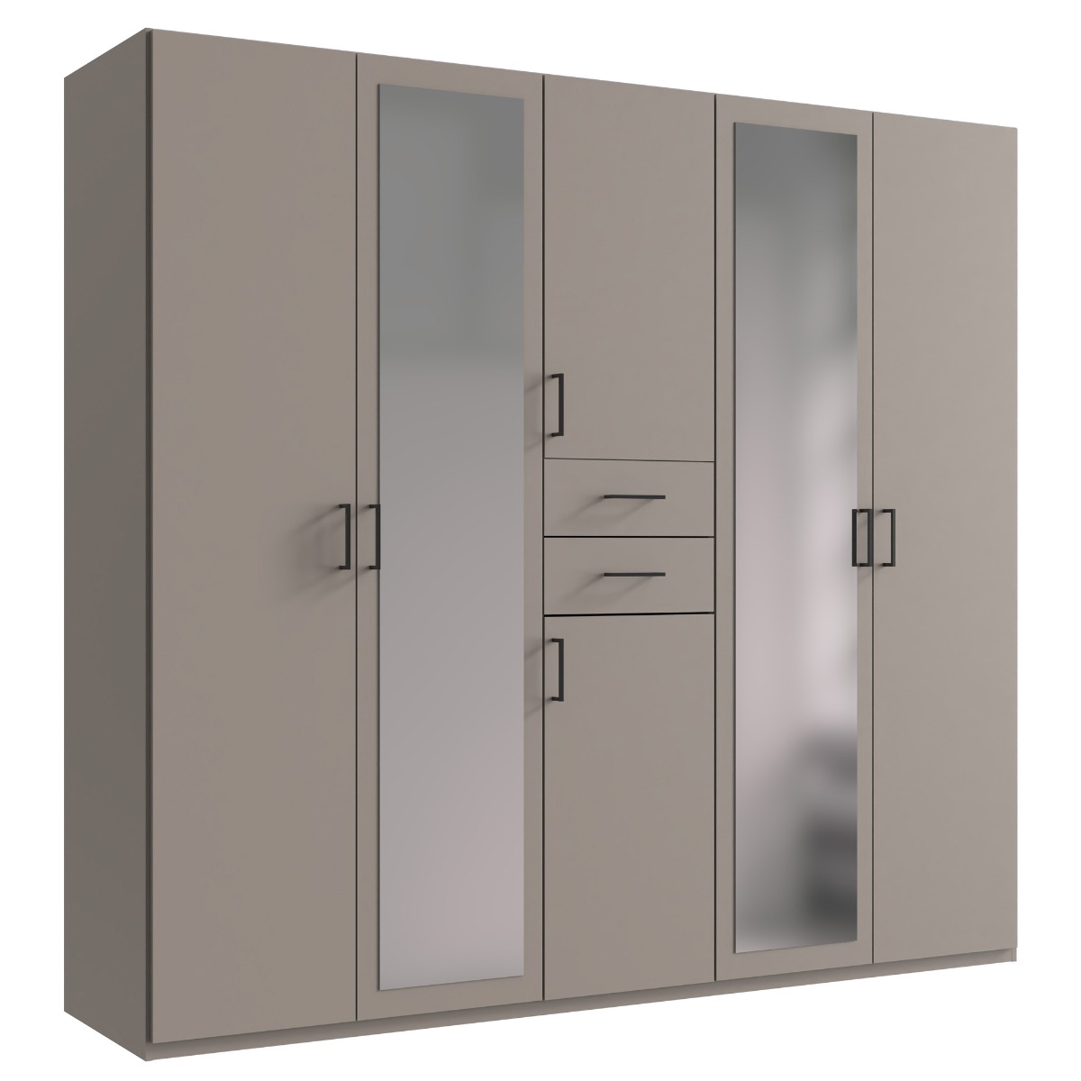 DOCKER 5 Door Mirrored Wardrobe Grey - 225cm