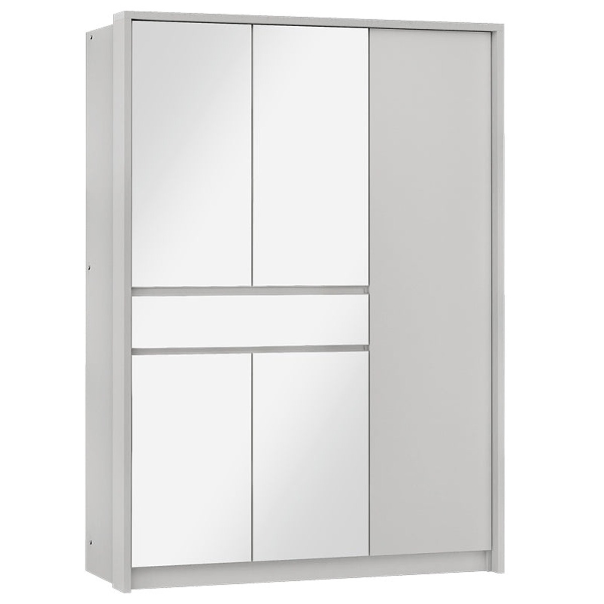 WAVERLEY 5 Door Mirrored Wardrobe with 1 Drawer White - 151cm