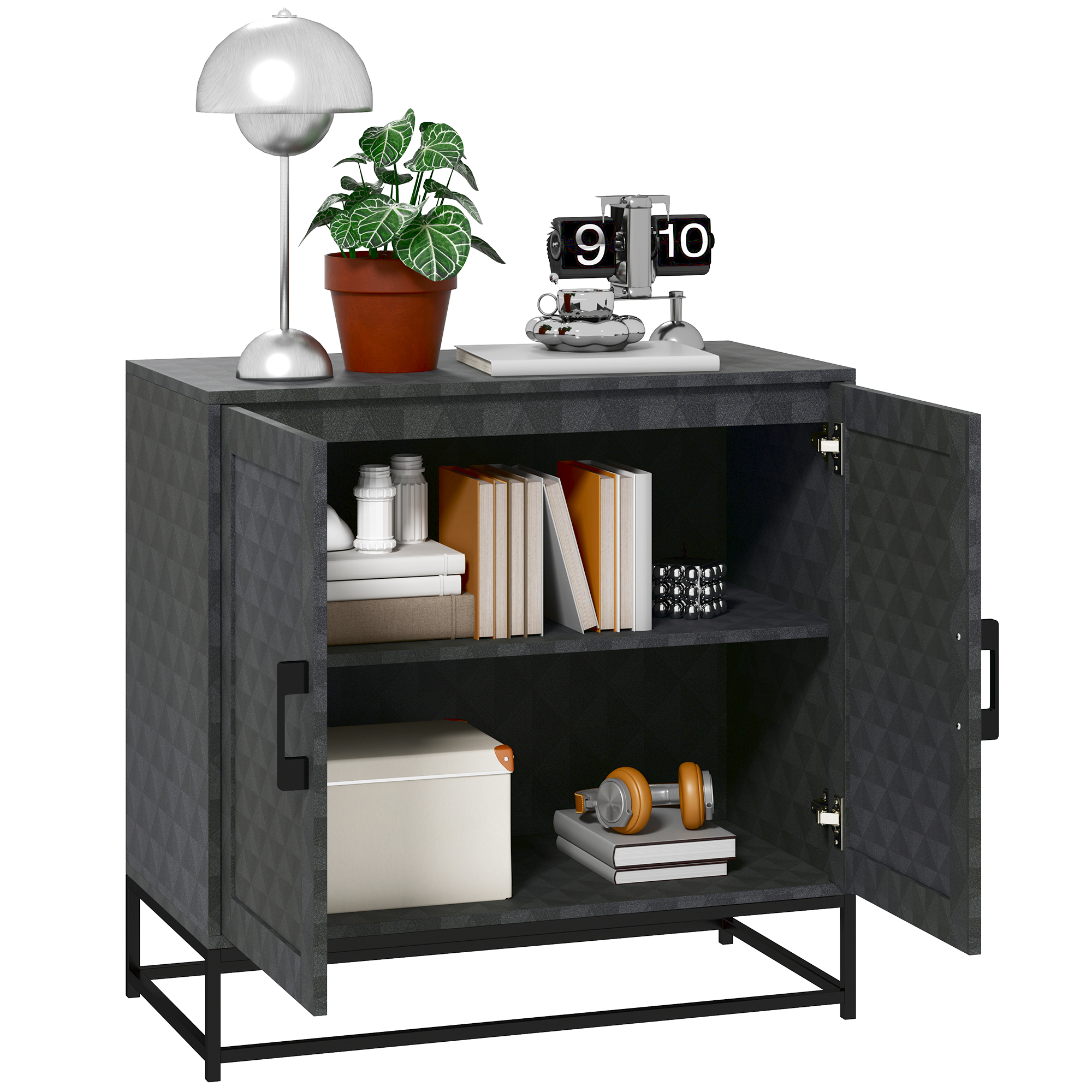 HERON Modern Sideboard Freestanding Sideboard Storage Cabinet Black