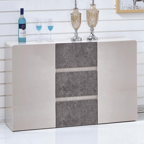 Barnstaple High Gloss Sideboard - Cream and Stone