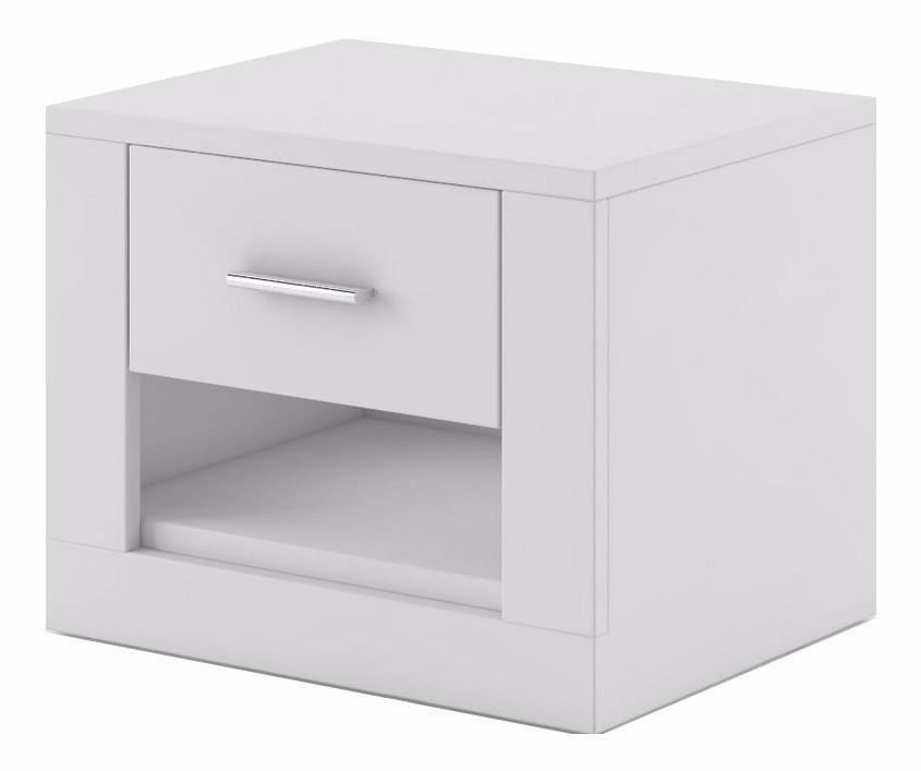 Bedside Table - BRAVO-07 1 Drawer Nightstand White 50cm