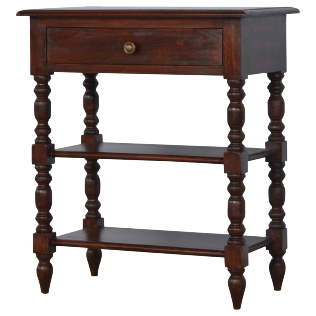 TURENNE Console Table Solid Wood Occasional Design - Dark Wood