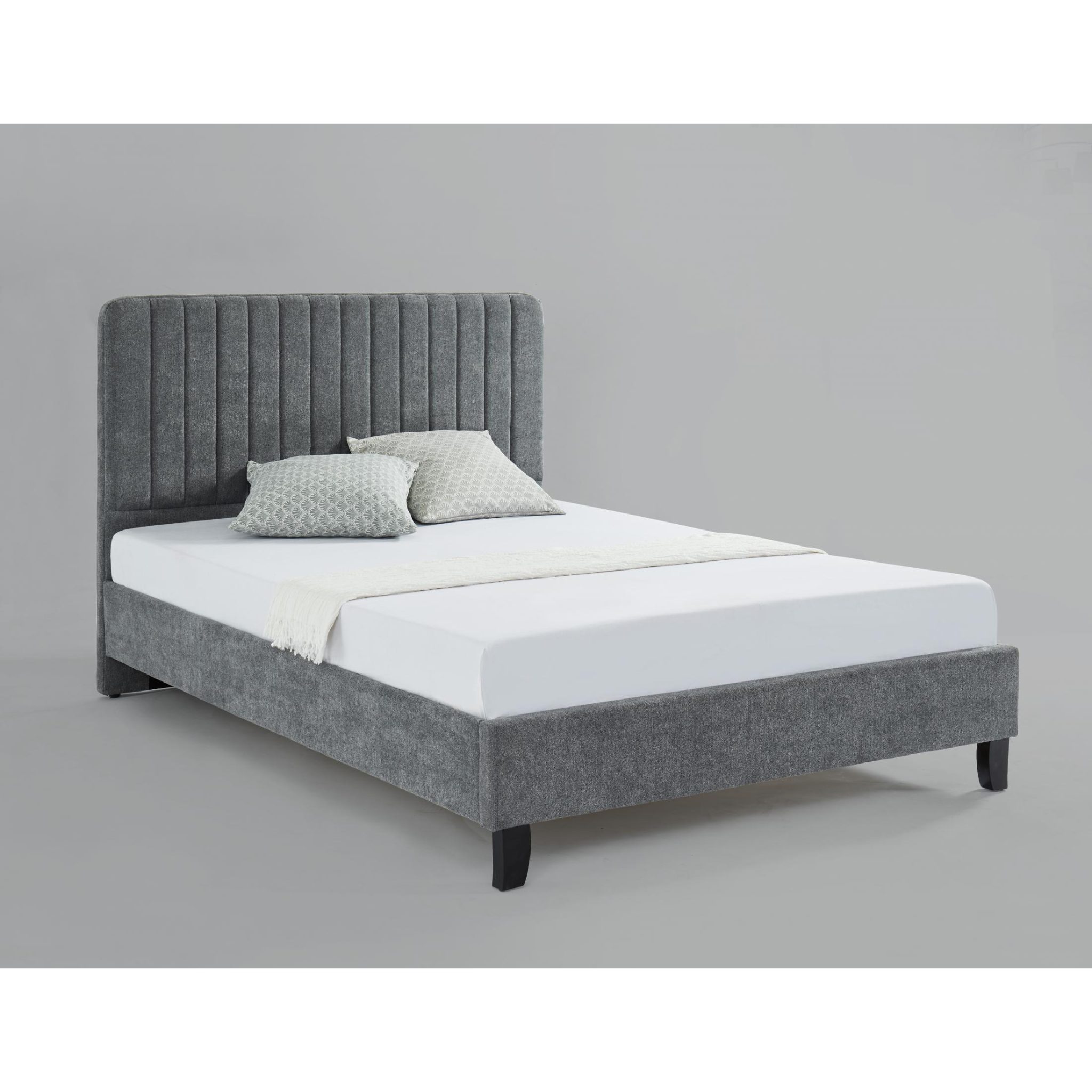 Single Bed - DRAKE 3ft Fabric Bedframe - Grey