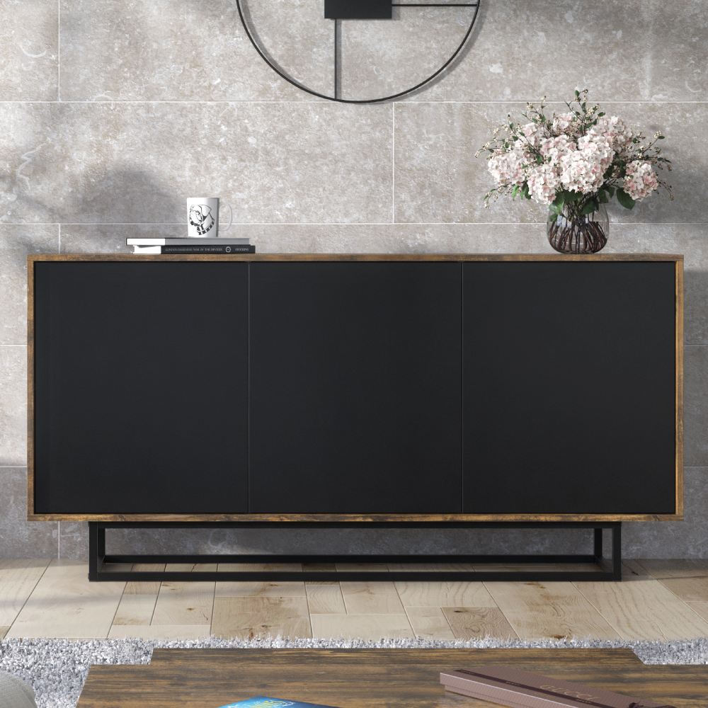 Loft Retro Industrial Sideboard Vintage Oak TV Unit Cabinet Stand 160cm - Industrial Oak