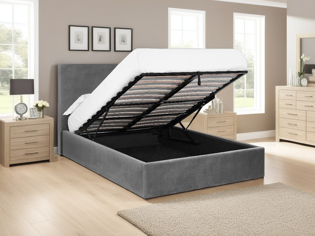 Kingsize Bed - BUNYAN Ottoman Bed Grey 5ft
