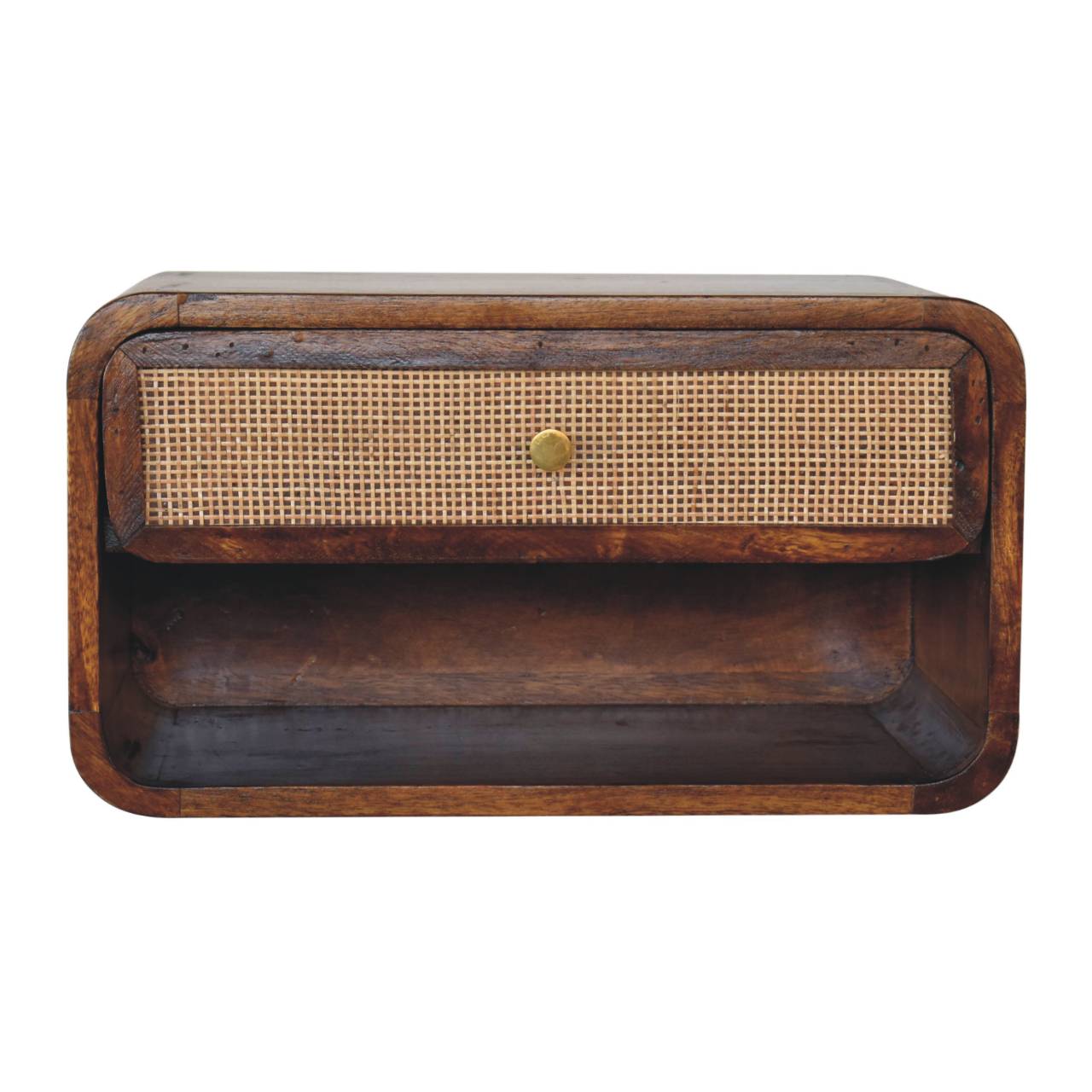 Bedside Table - GENEVA Wall Mounted Nightstand Chestnut 45cm