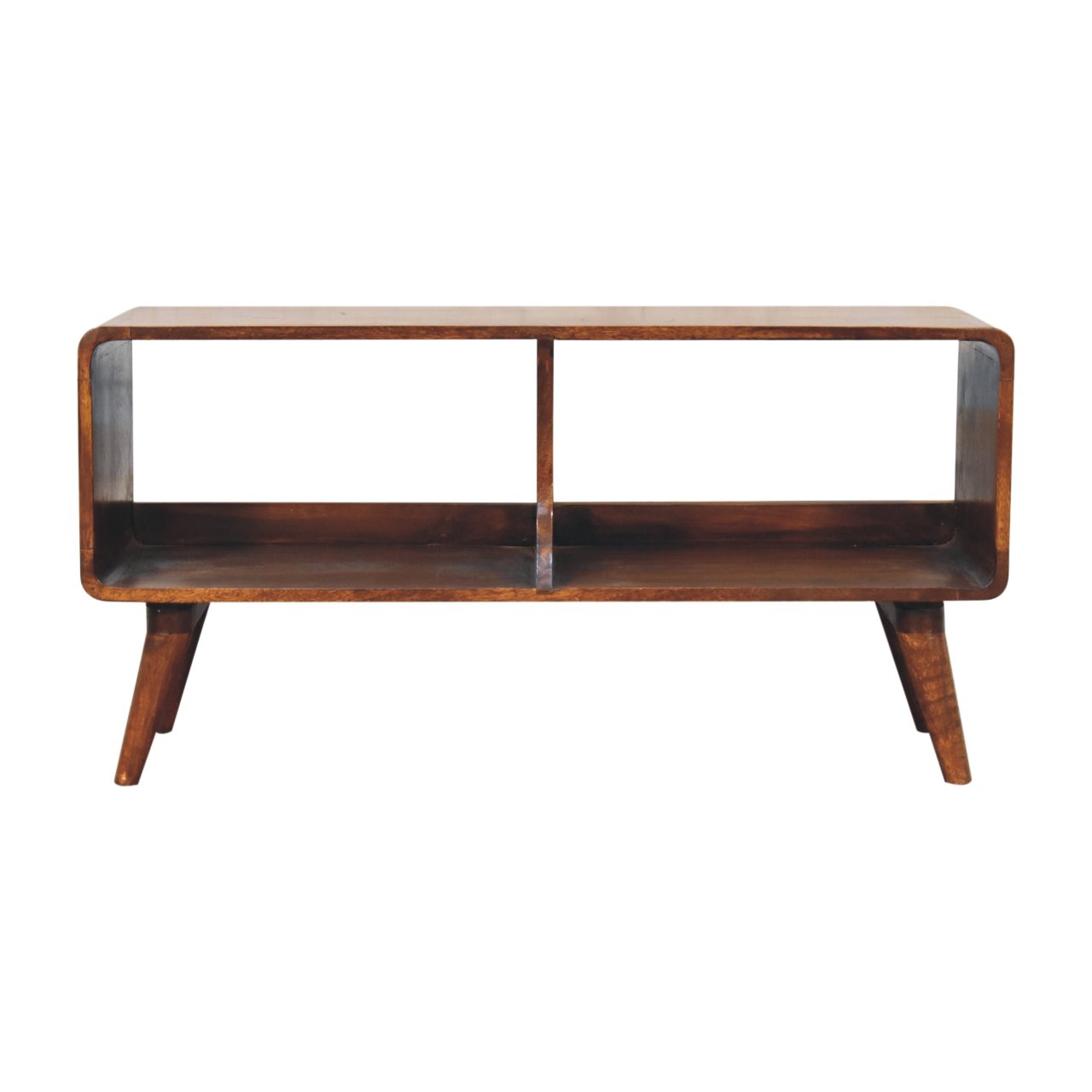 CROMER TV Unit Chestnut Wood Double Slot Media Storage - Medium Wood