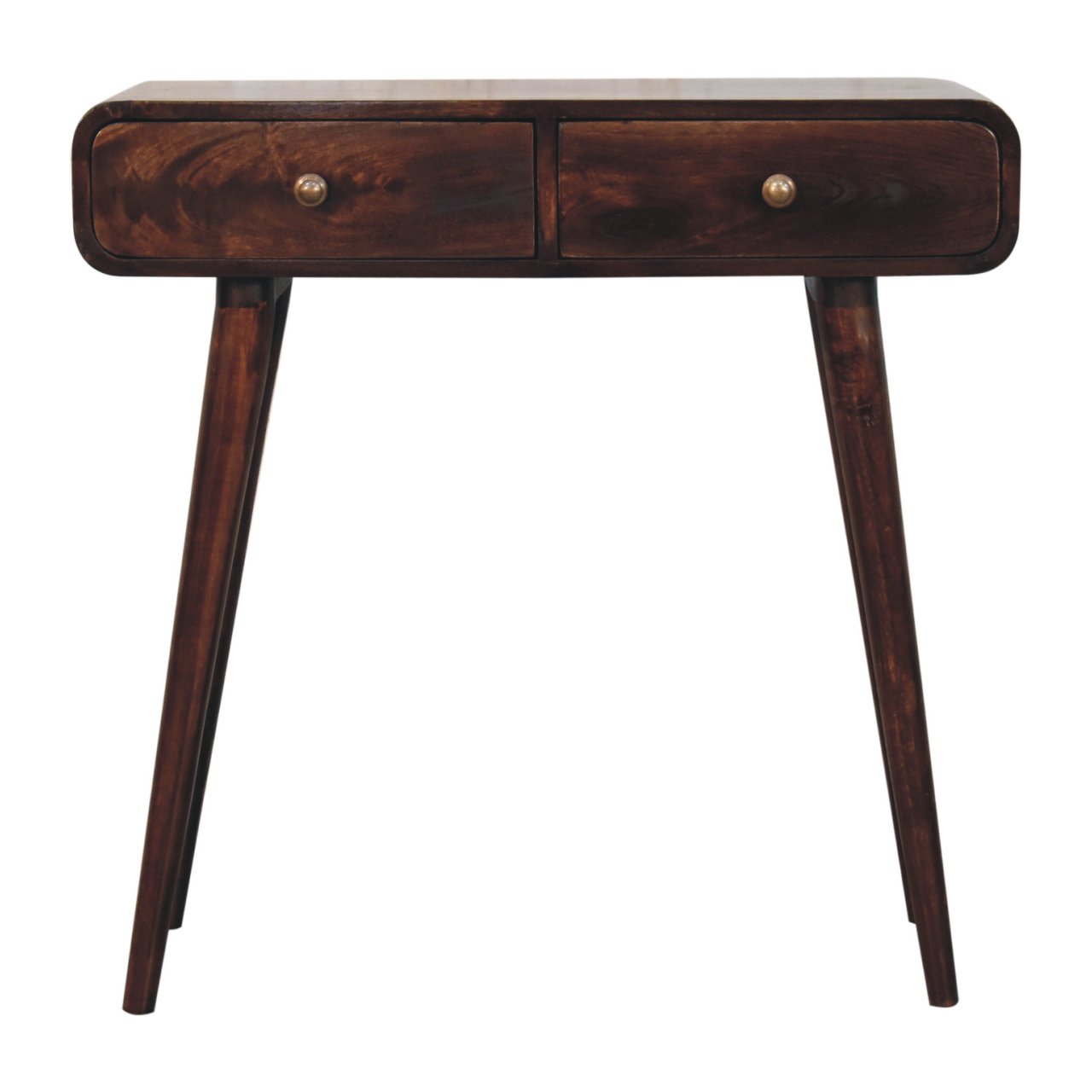 CALIRON Console Table - Walnut Wood Curved Hallway Design - Walnut