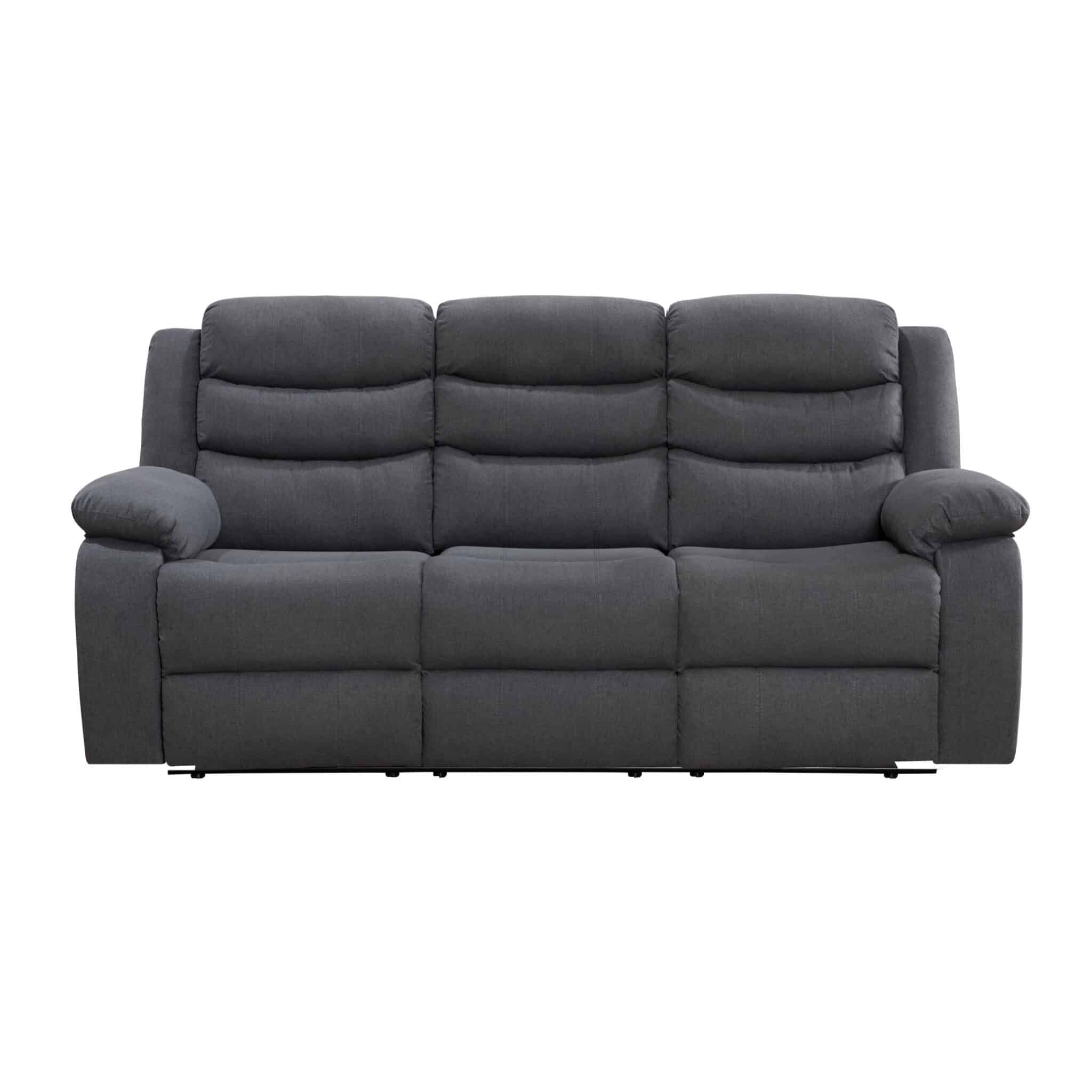 3 Seater Sofa - ESPERANZA Fabric Recliner Sofa - Dark Grey