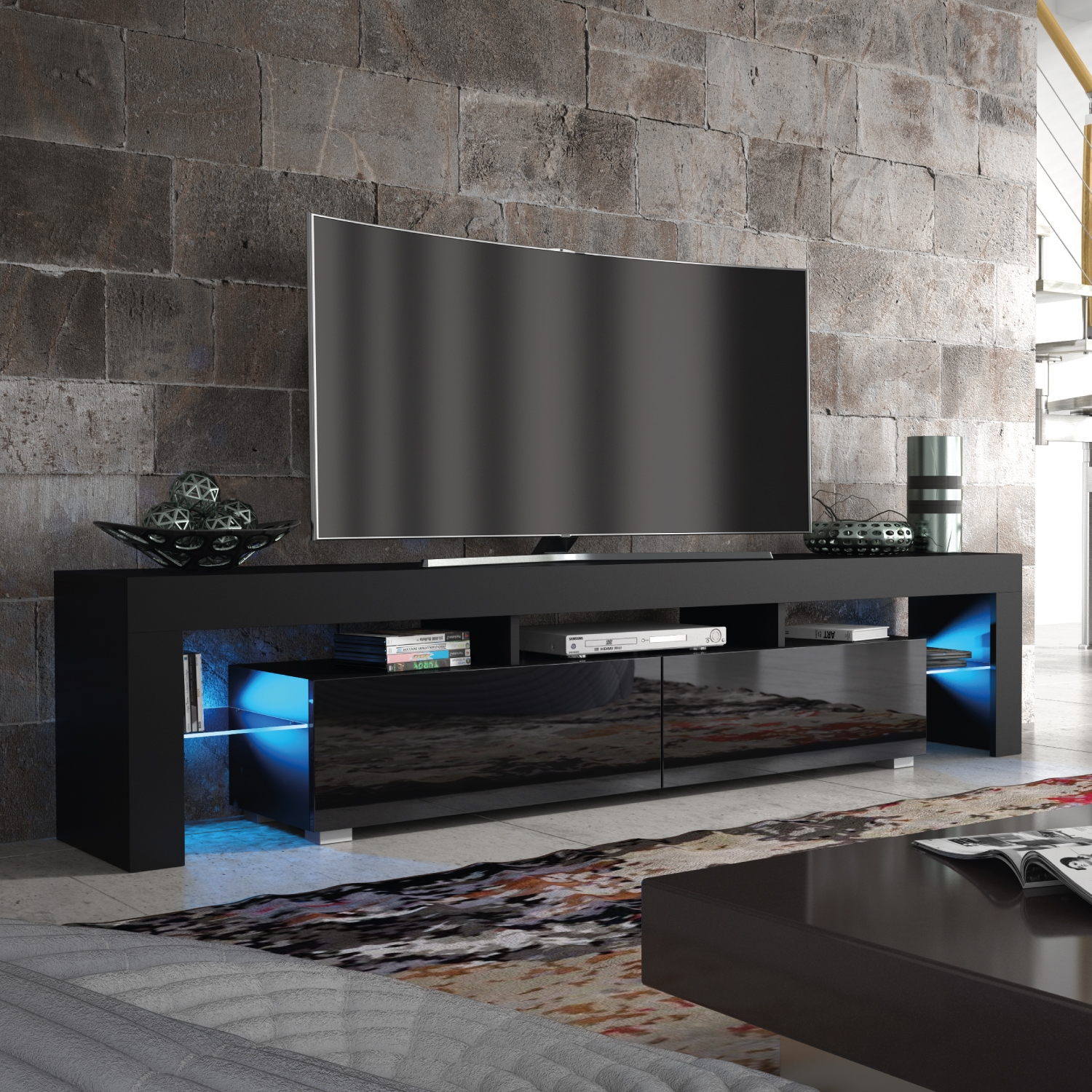 RIDGE TV Unit 200cm - Black