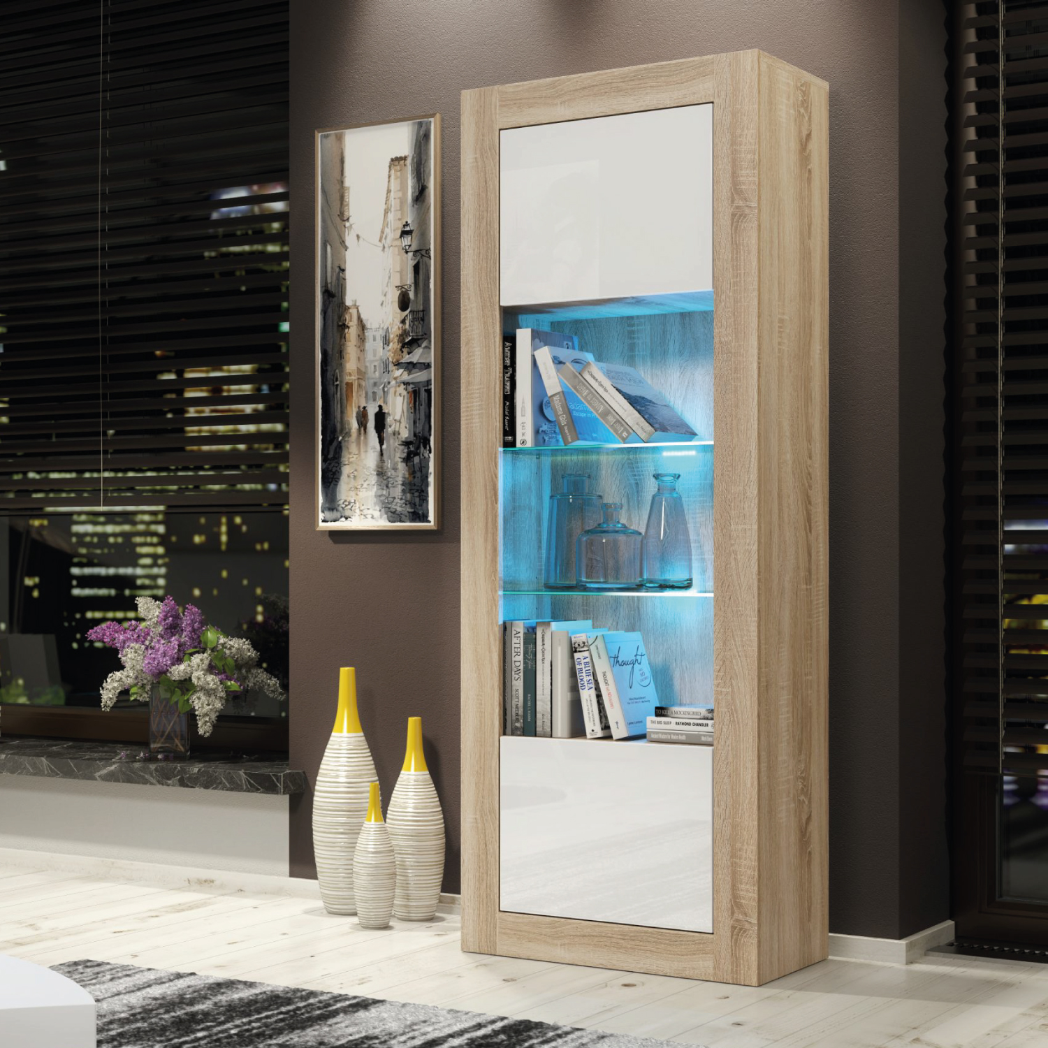 MONACO Display Cabinet 170cm - Natural Oak