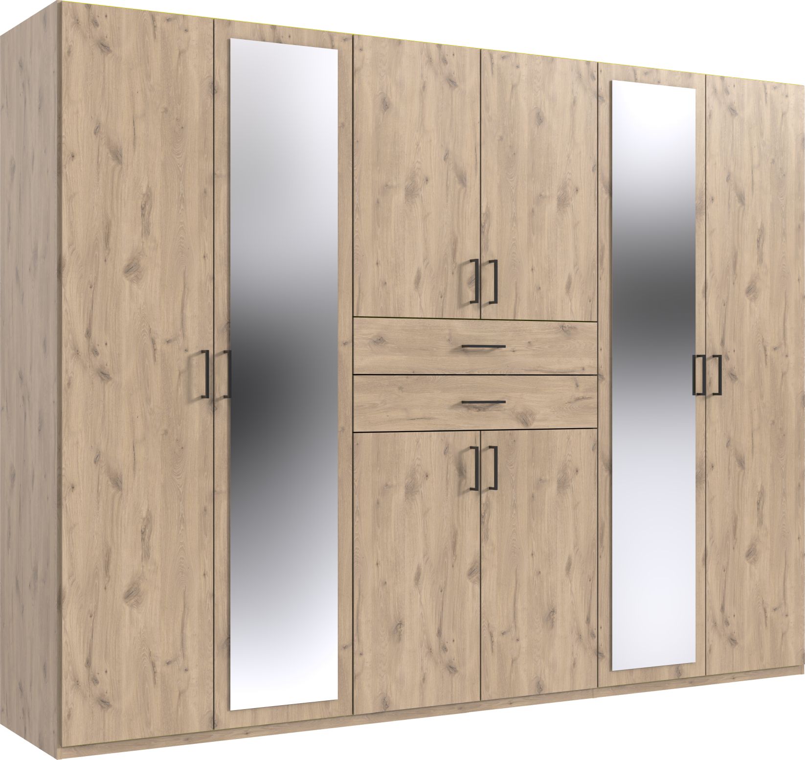 DOCKER 6 Door Mirrored Wardrobe Oak - 270cm