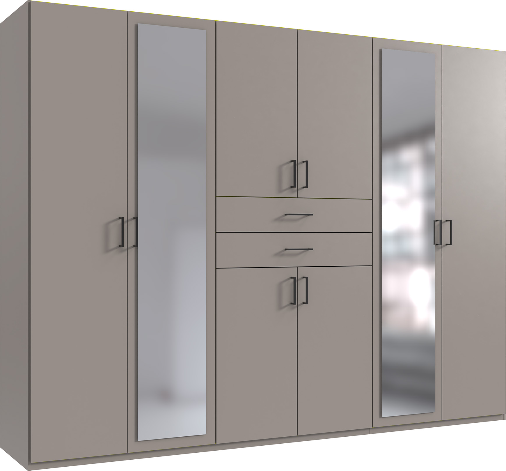 DOCKER 6 Door Mirrored Wardrobe Grey - 270cm