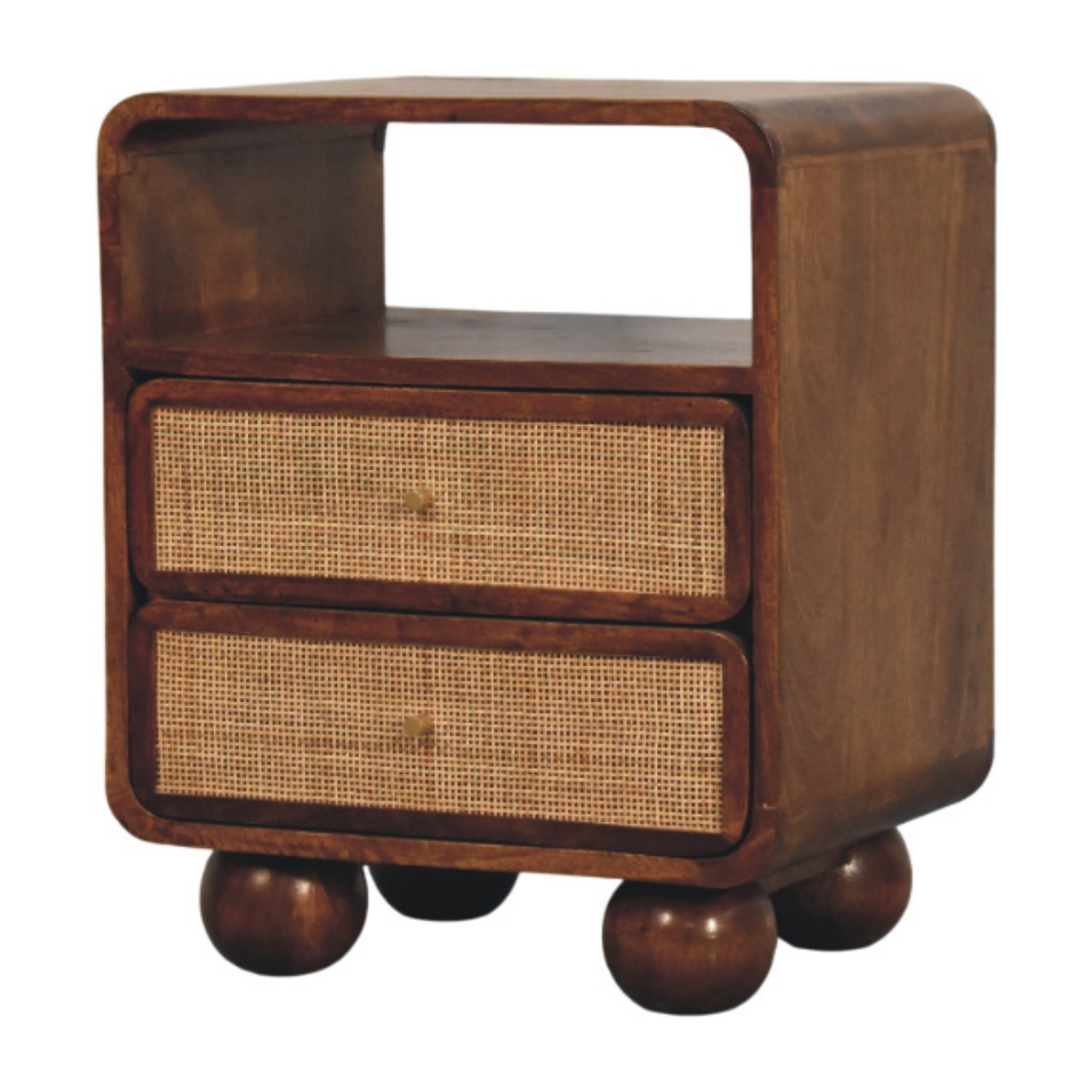 LARIEN Bedside Table Chestnut Wood 2 Drawer Storage - Medium Wood