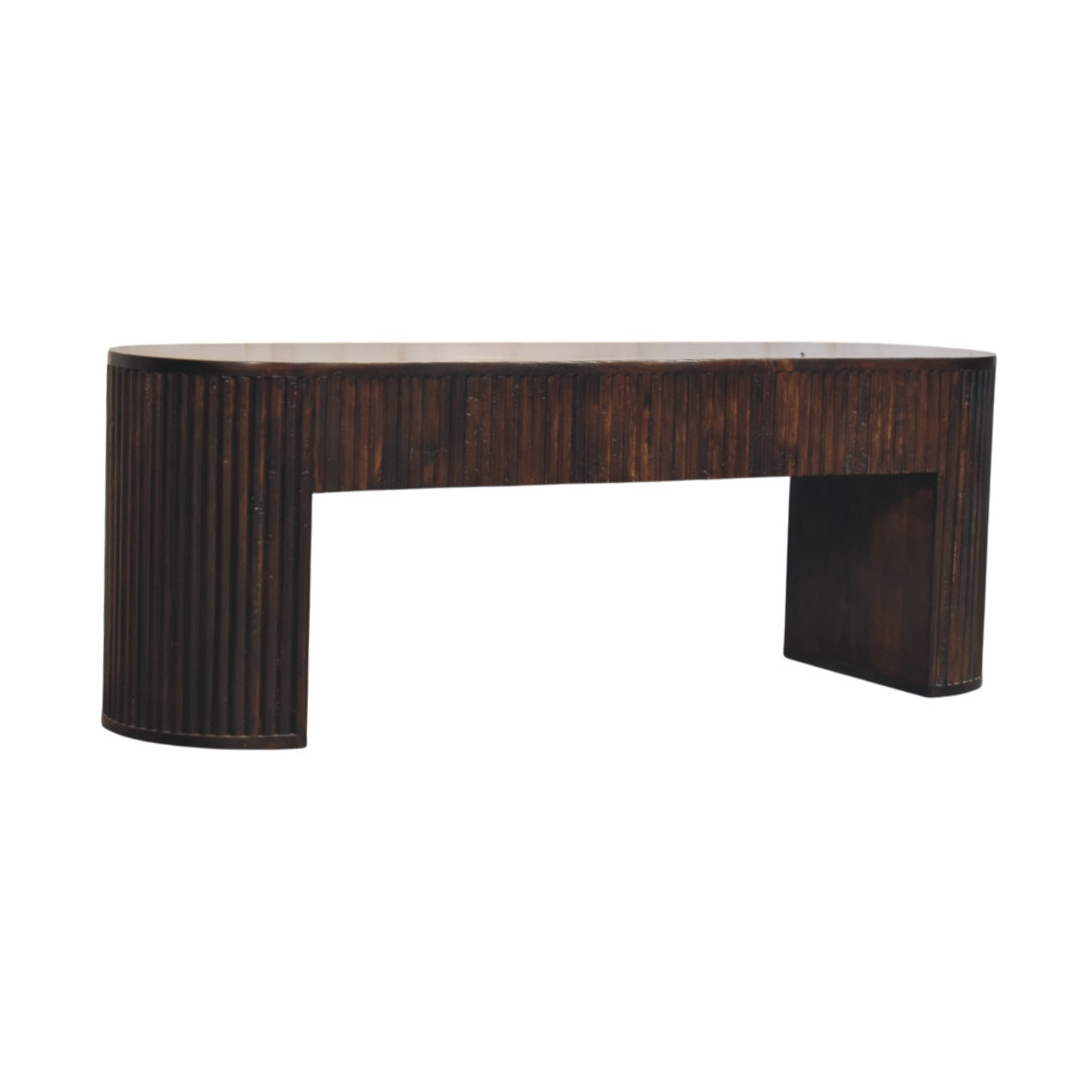 MOCE Velvet Dining Bench - Dark Oak
