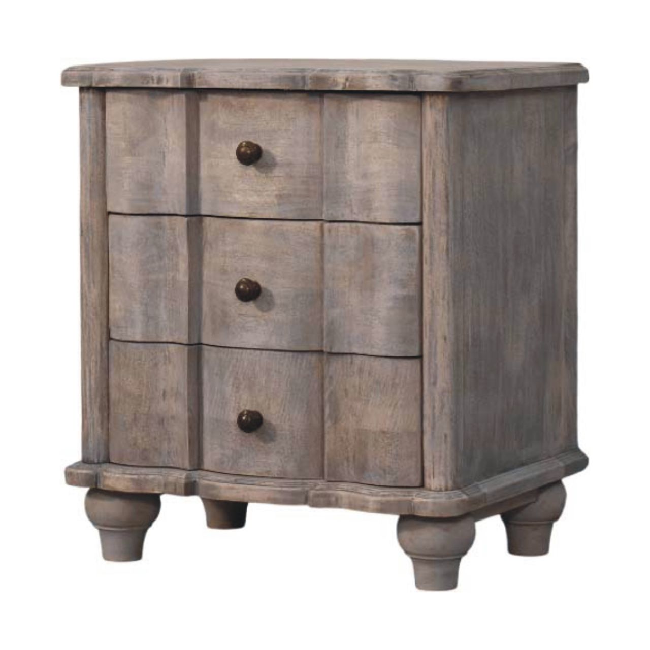 BEAU 3 Drawers Bedside Table - Grey Oak