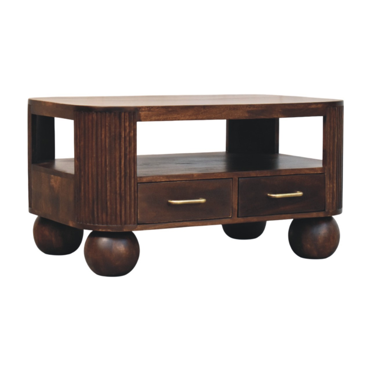 SPHERA Coffee Table - Walnut Wood Sphere Leg Design - Walnut