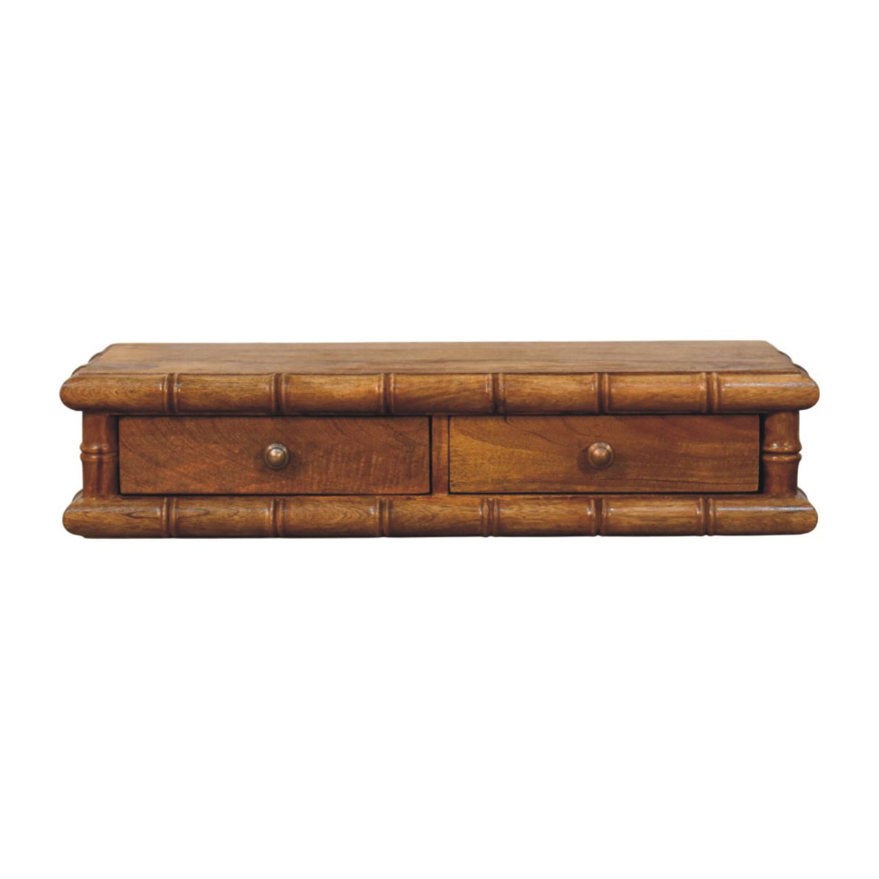 VIREO Wall Mounted Console Table Bamboo Wood Storage Shelf - Brown