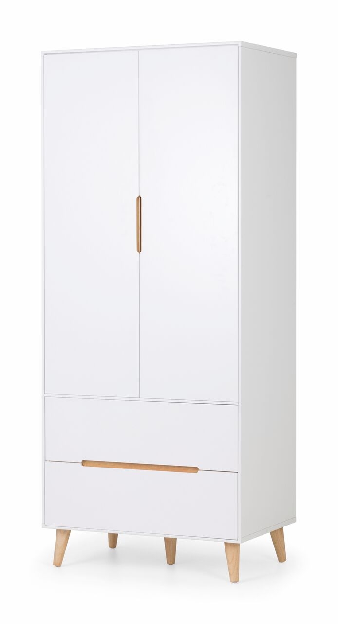 ASTRAL 2 Door Wardrobe with 2 Drawers White - 80cm